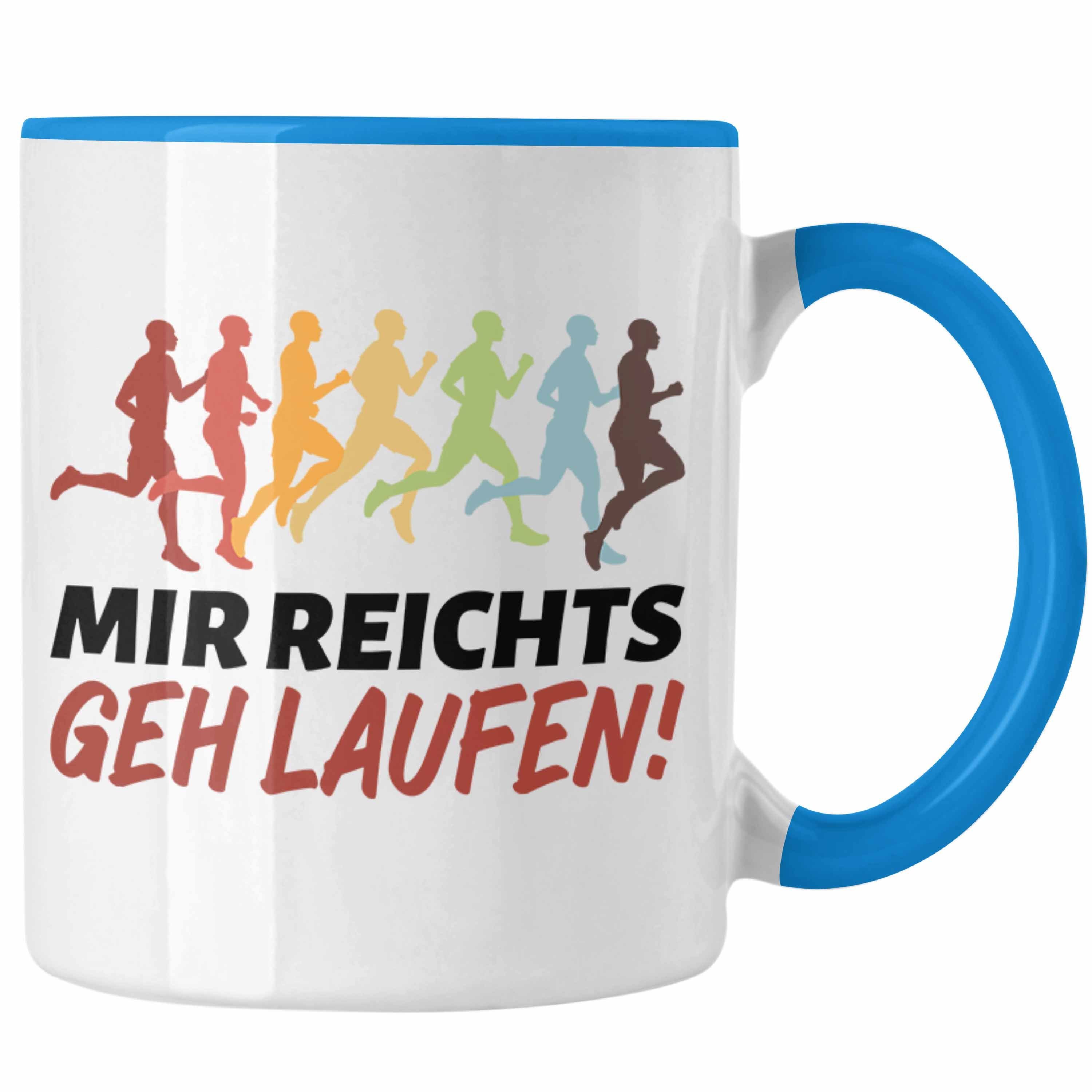 Tasse Läufer Geschenkid Reichts Laufen Geh für Jogger Ich Tasse Mir Geschenk Blau Trendation