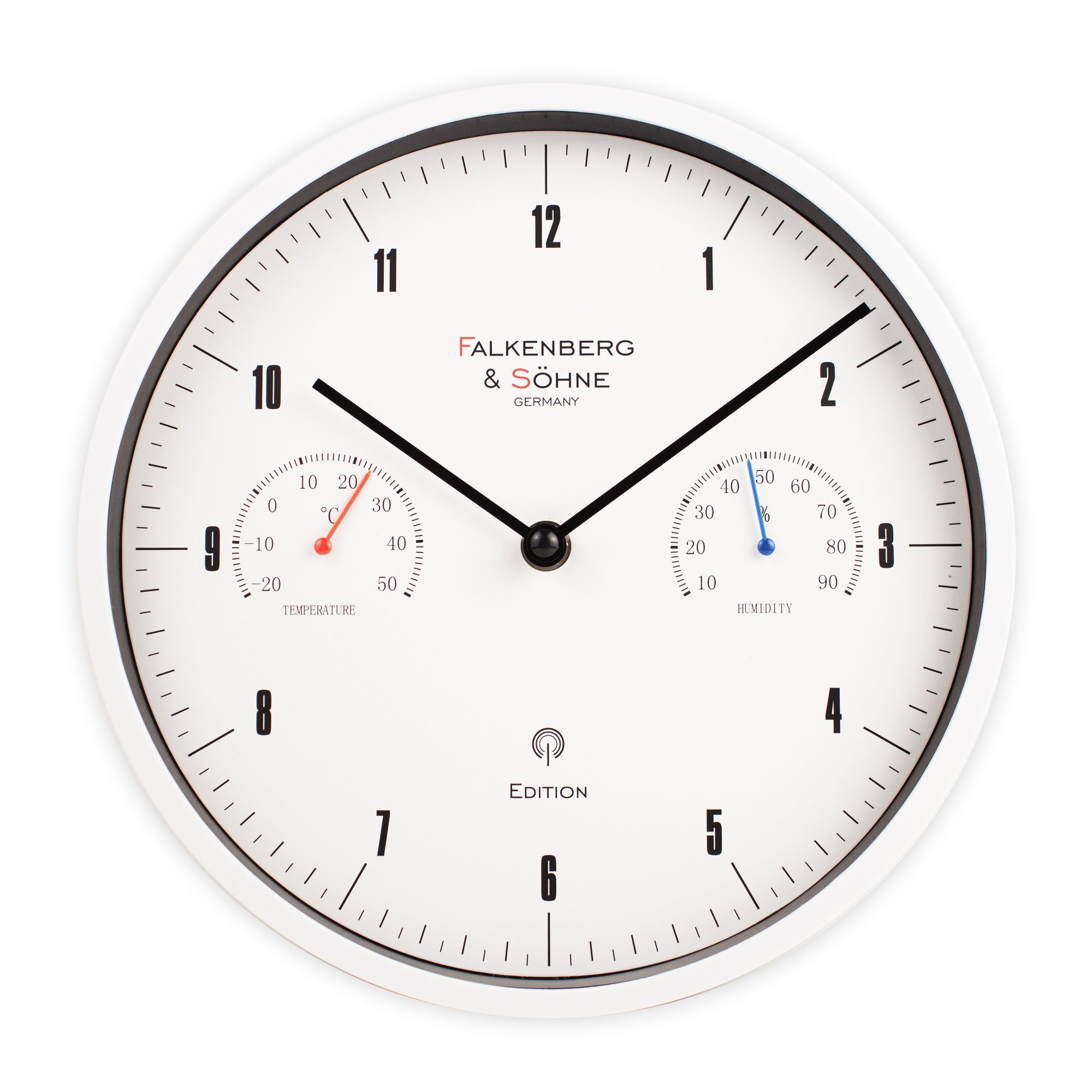 Falkenberg & Söhne Funkwanduhr Funkwanduhr 250 mm Thermometer Hygrometer