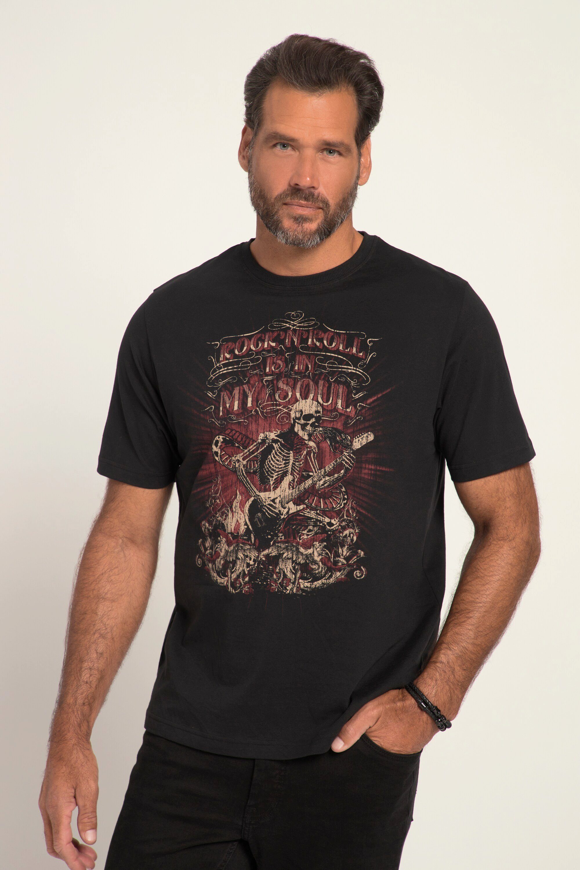 JP1880 T-Shirt T-Shirt Halbarm Skelett Print günstig online kaufen