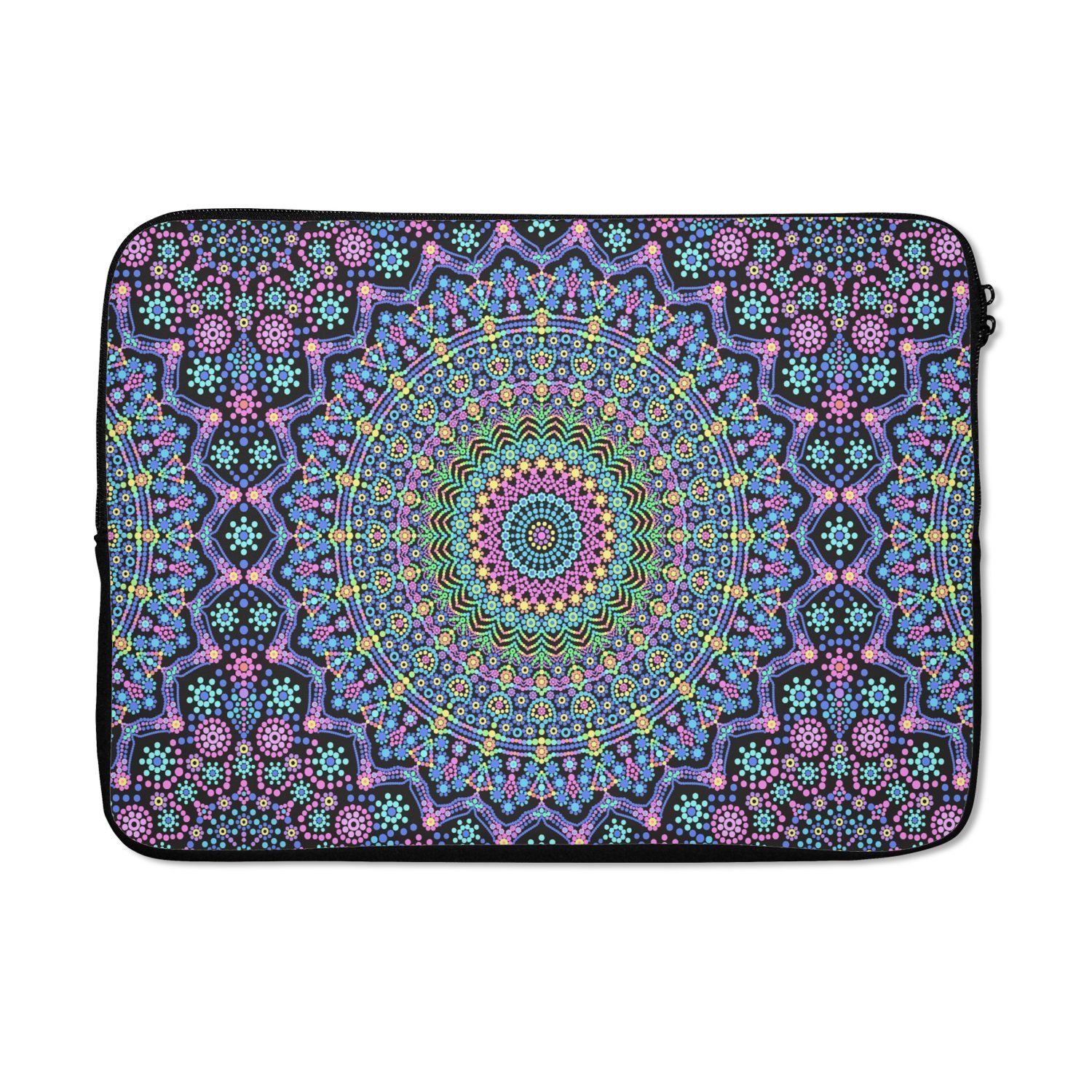 MuchoWow Laptop-Hülle Mandala - Hippie - Regenbogen - Neon - Muster 14 Zoll, Schutzhülle für Laptop, Schutz gegen Kratzern, Laptoptasche