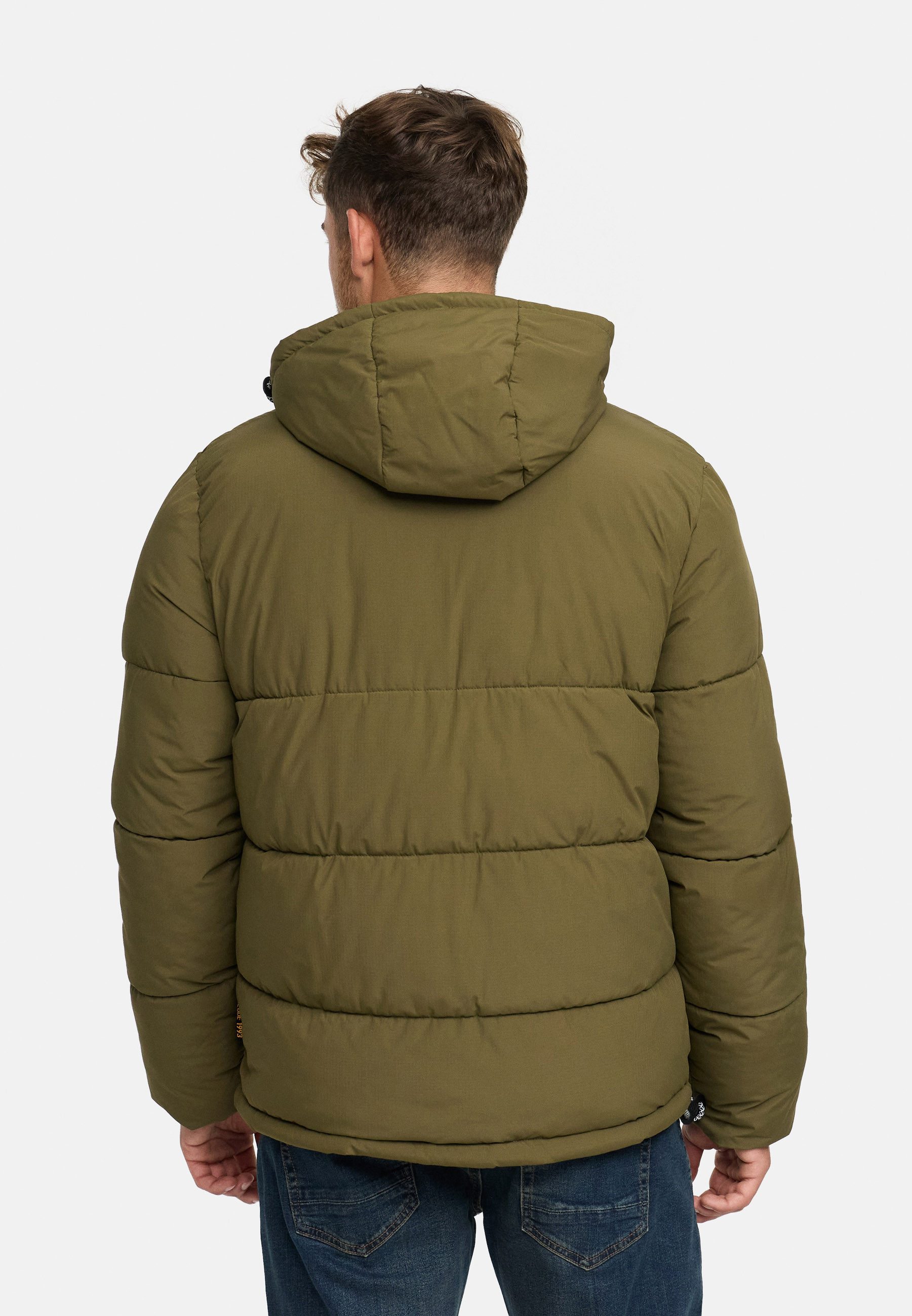 Indicode Winterjacke Herren INLaurits Jacket Herrenjacke Daunen-Optik mit Kapuze und sportiver Steppoptik
