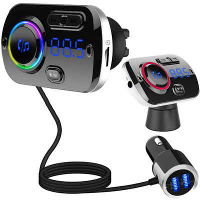 Retoo FM Transmitter Auto Radio Bluetooth 5.0 Adapter Dual USB Ladegerät KFZ-Transmitter, 110 cm, Breiter Frequenzbereich, Zwei USB-Anschlüsse, RGB-Beleuchtung