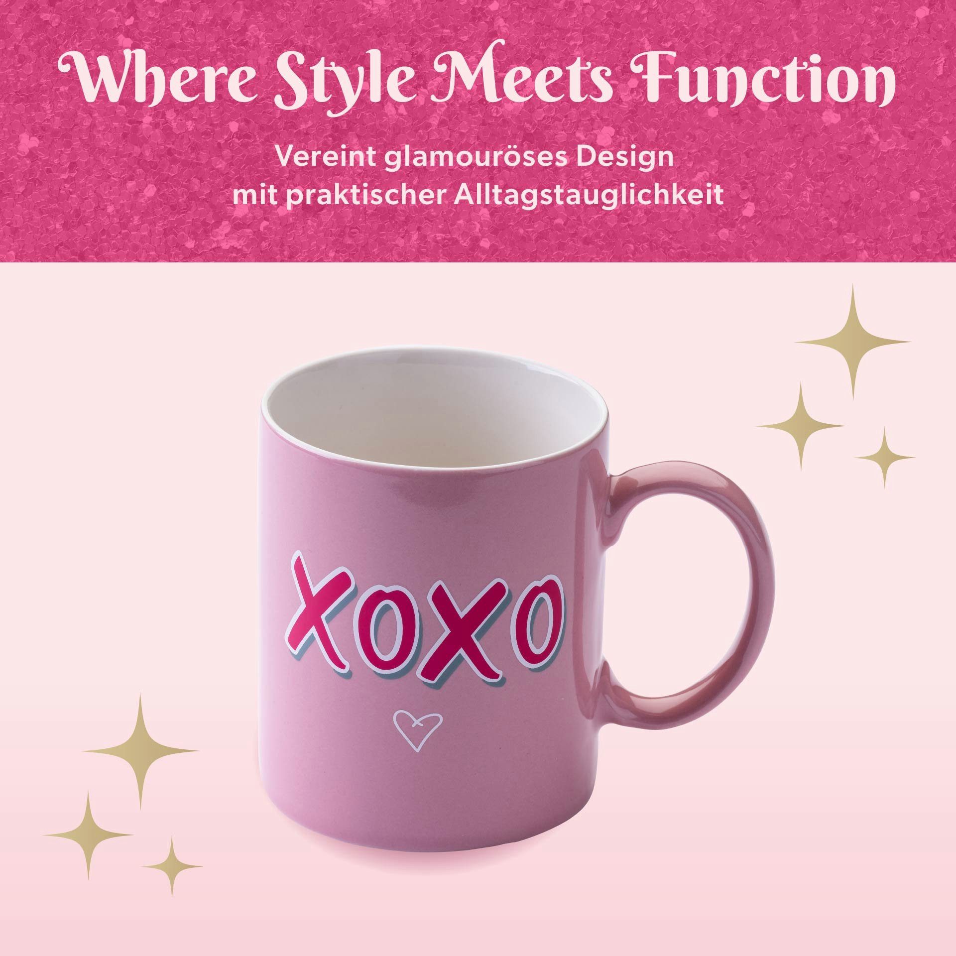 Paris Hilton Tasse Kaffeetasse, Teetasse, Steinguttasse, XOXO-Motiv