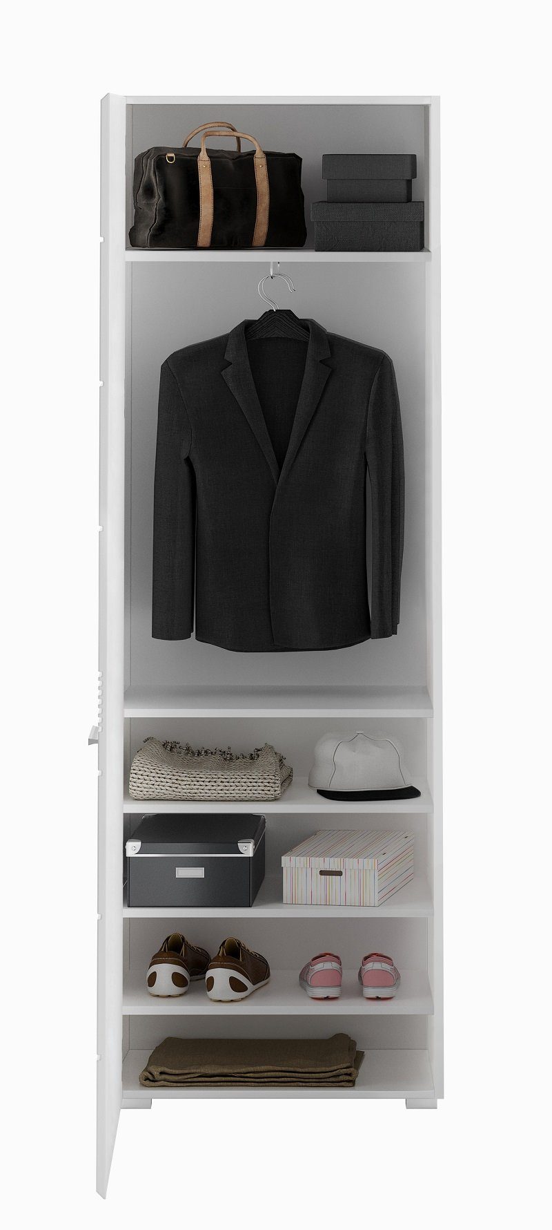 xonox.home Schuhschrank Garderobenschrank Linus, weiß Hochglanz