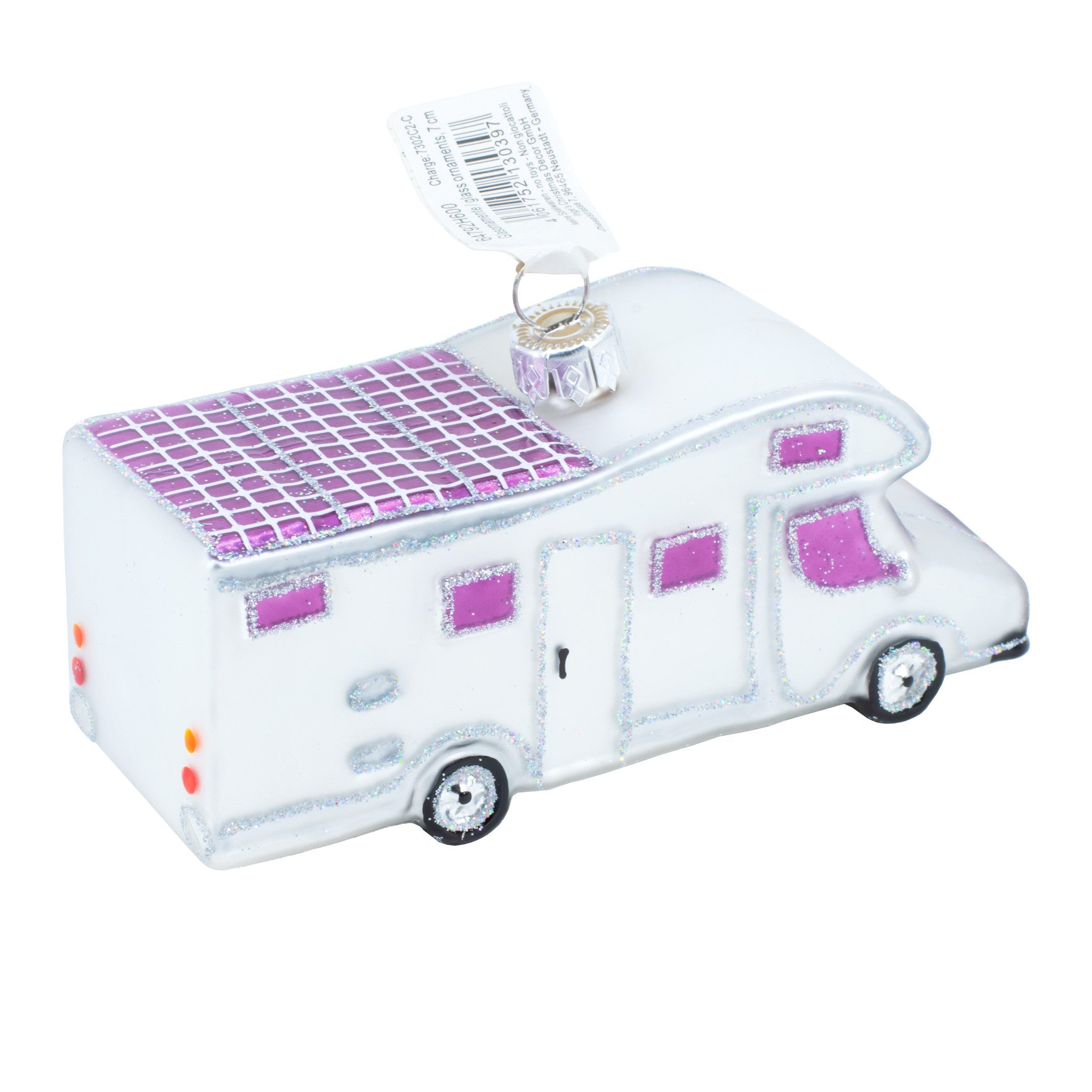 MAGIC by Inge Christbaumschmuck, Christbaumschmuck Glas Wohnmobil Camper 7cm weiß