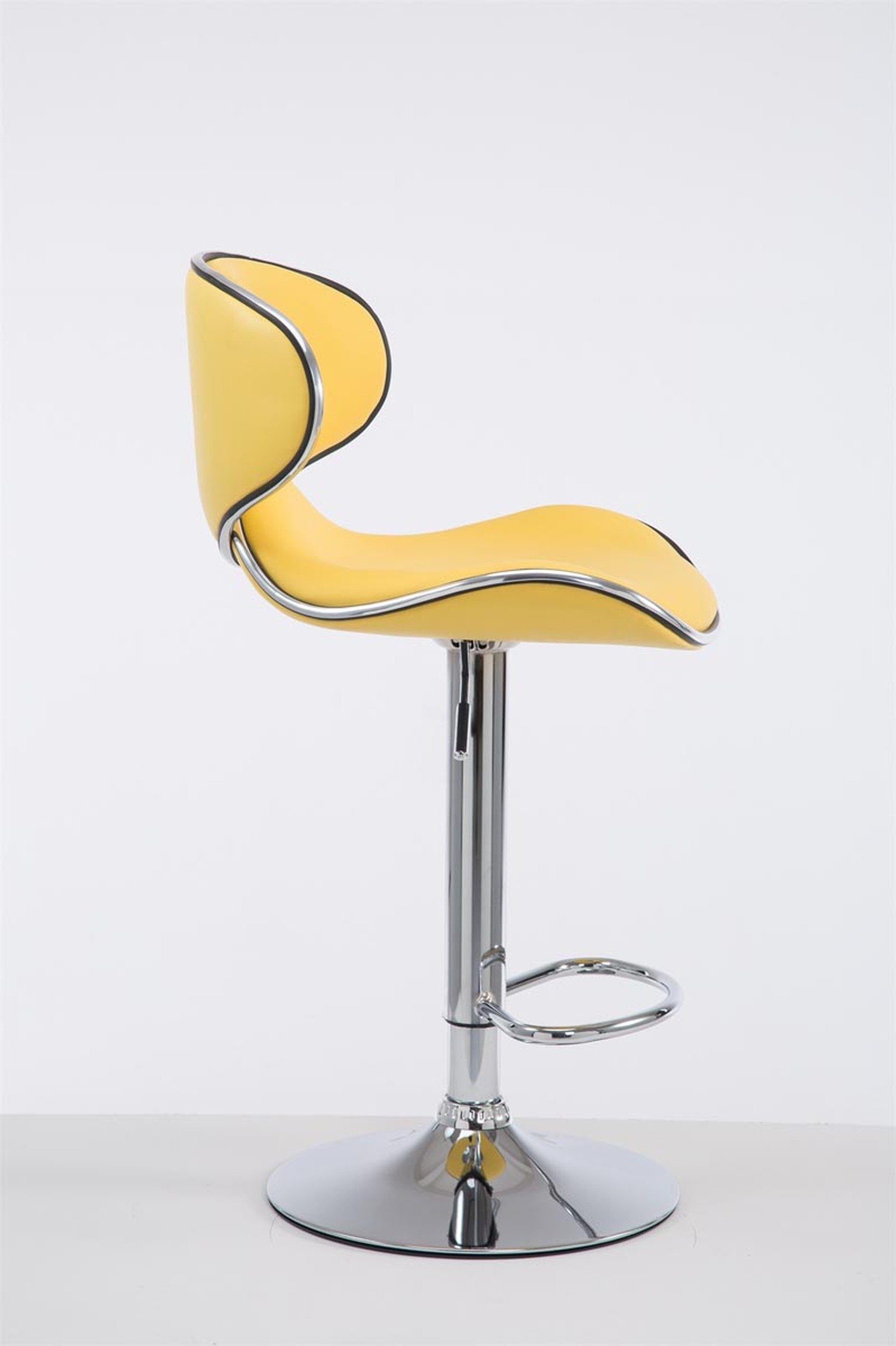 360° Hocker - Küche), Las-Palmas Gelb hoher Kunstleder Metall Gestell: Sitzfläche: Rückenlehne Barhocker höhenverstellbar - TPFLiving für - - Theke chrom (mit & drehbar