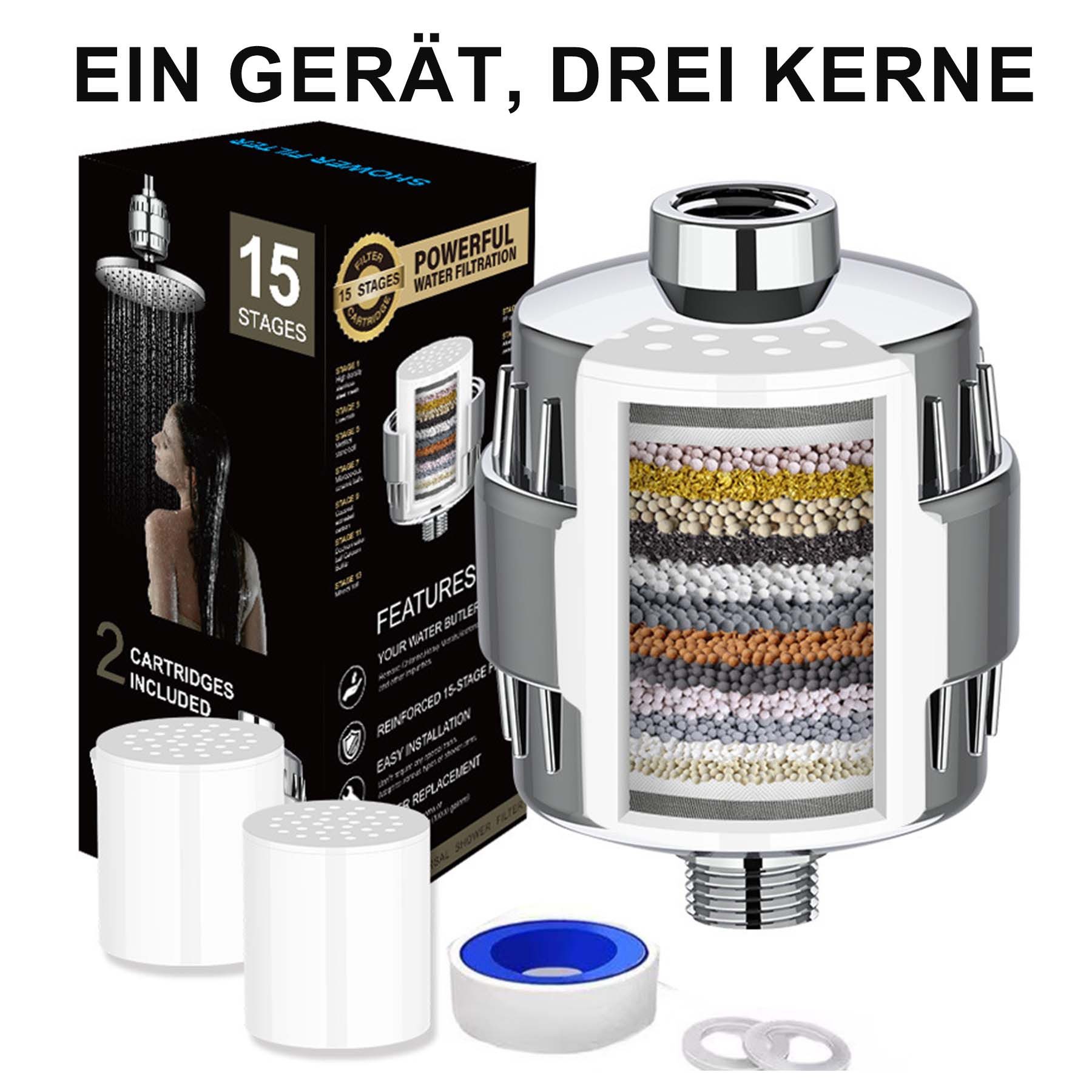 Mutig Regenduschkopf 15 Stufen Duschfilter,Wasserfilter Dusche mit 3 Filter günstig online kaufen
