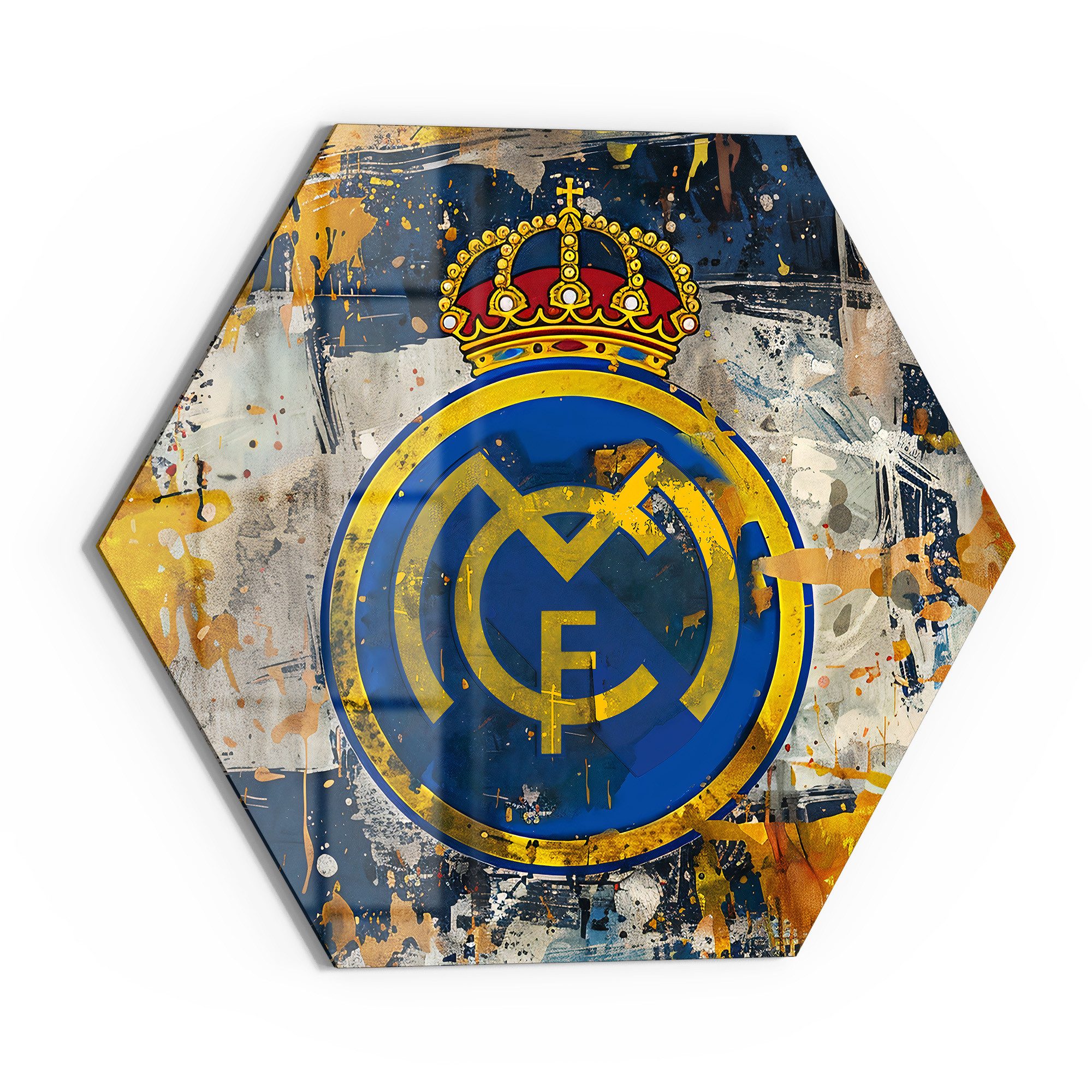 DEQORI Glasbild 'Wappen Real Madrid', 'Wappen Real Madrid', Glas Wandbild Bild schwebend modern