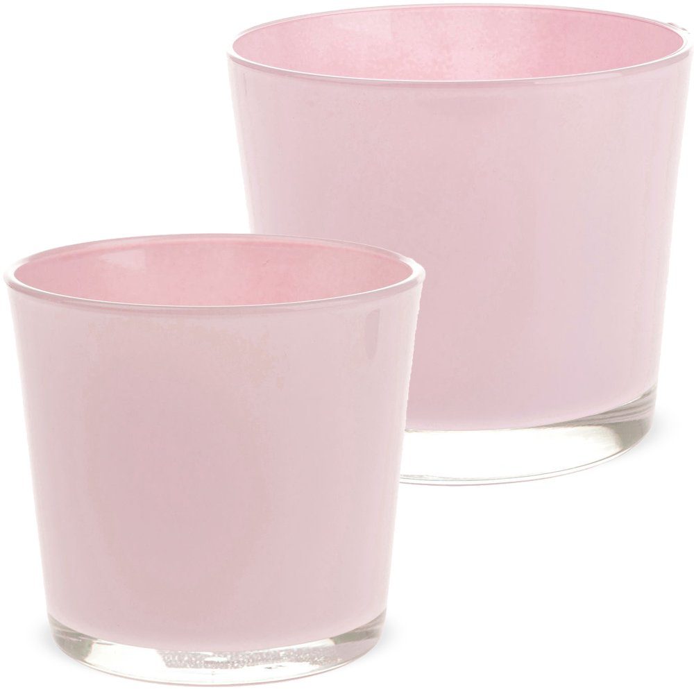 matches21 HOME & HOBBY Blumentopf Glastopf Pflanzgefäß Teelichtglas rund Übertopf rosa 11,5 cm (1 St)