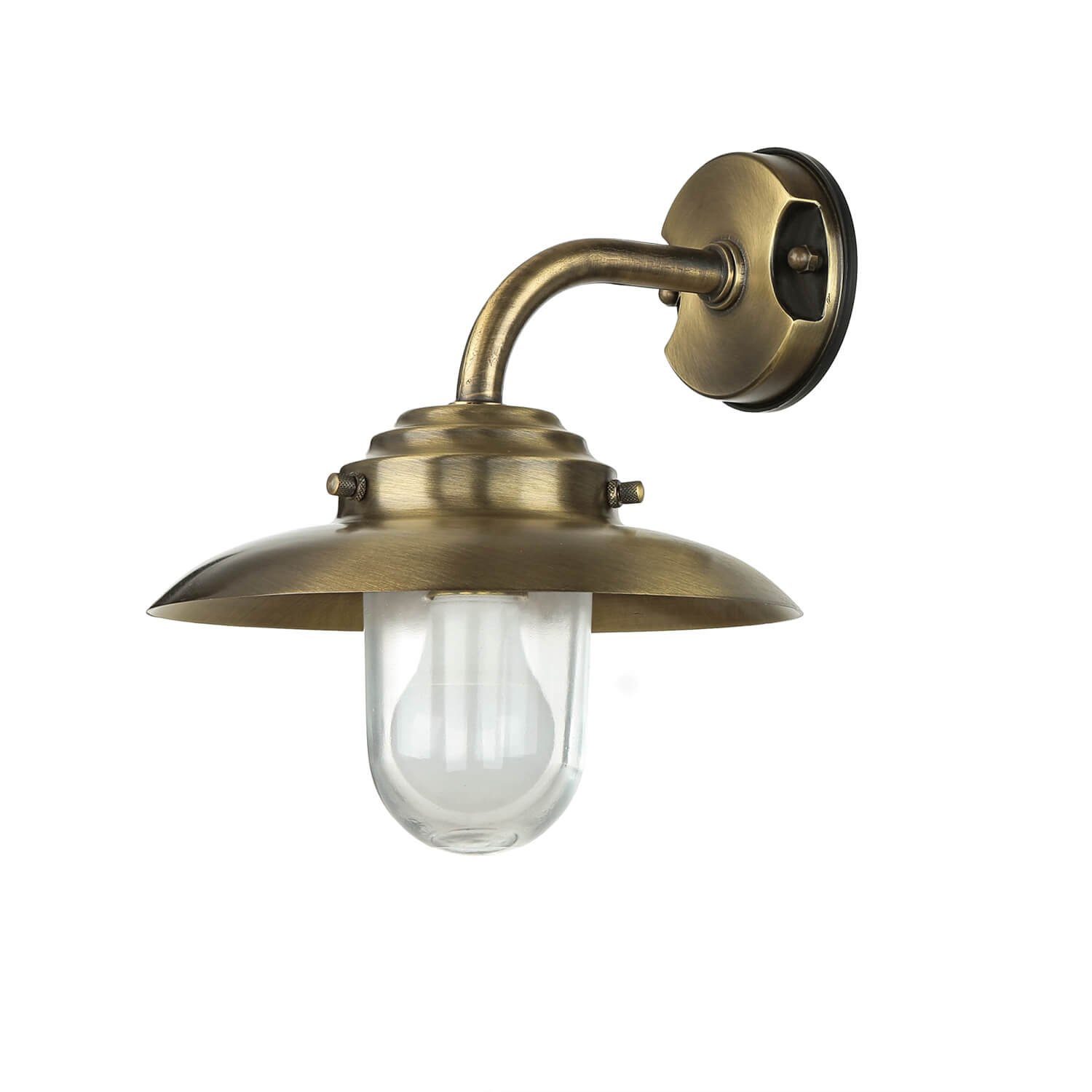 Licht-Erlebnisse Außen-Wandleuchte KAVALA, ohne Leuchtmittel, Wandlampe Messing antik IP64 Maritim außen Haus Terrasse Hof Balkon