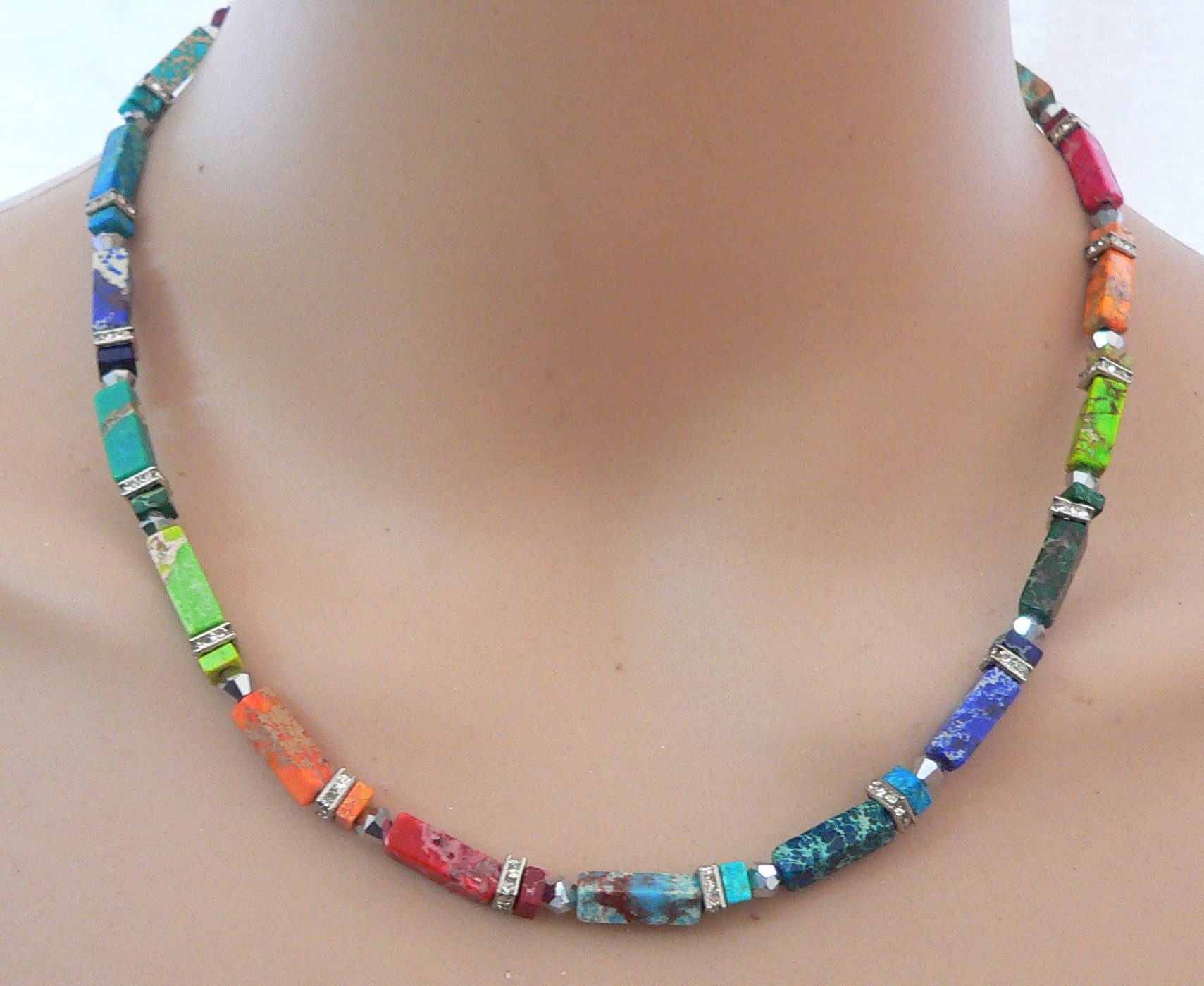 traumschmuck Collier 224c Collier Halskette Edelstein Imperial Jaspis Stras günstig online kaufen