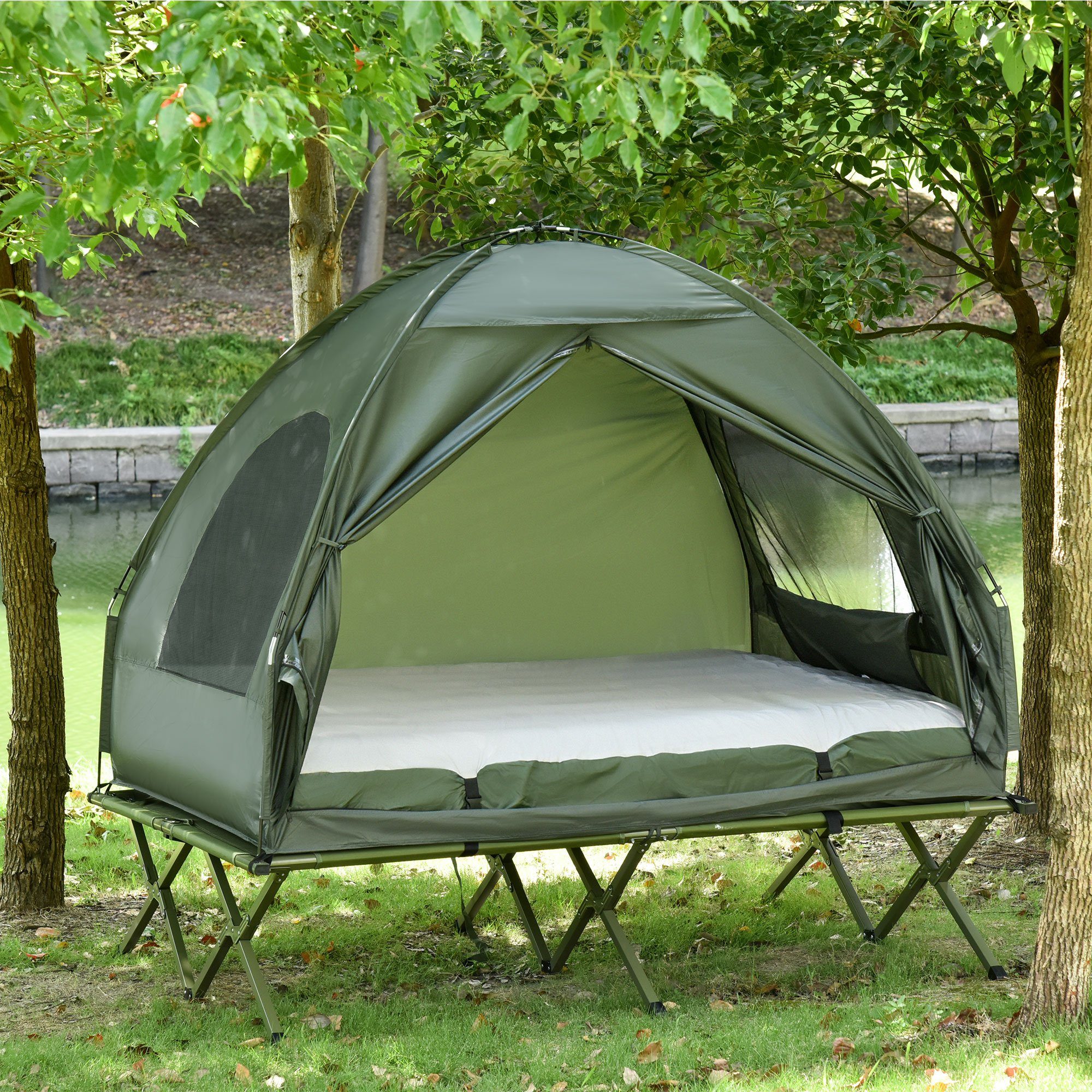 Outsunny Faltzelt Campingzelt-Set mit Feldbett, Personen: günstig online kaufen