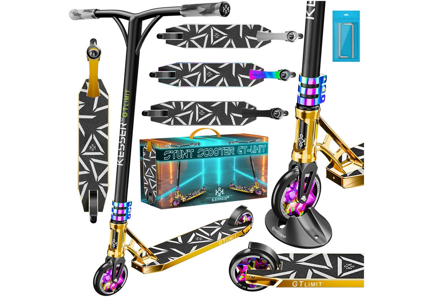KESSER Scooter, Stuntscooter GT-Limit 360° Lenkung Funscooter Kickscooter Tretroller