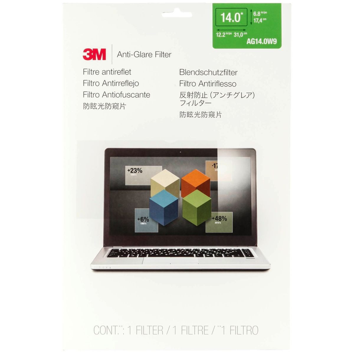 3M Displayschutzfolie AG140W9 Blendschutzfilter für Widescreen Laptops