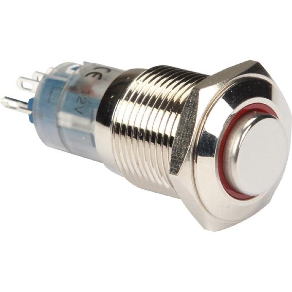 DRUCKSCHALTER - RUND - HOCH - METALL - SPDT 1NO 1NC - ROTE RINGBELEUCH Labor-Netzteil