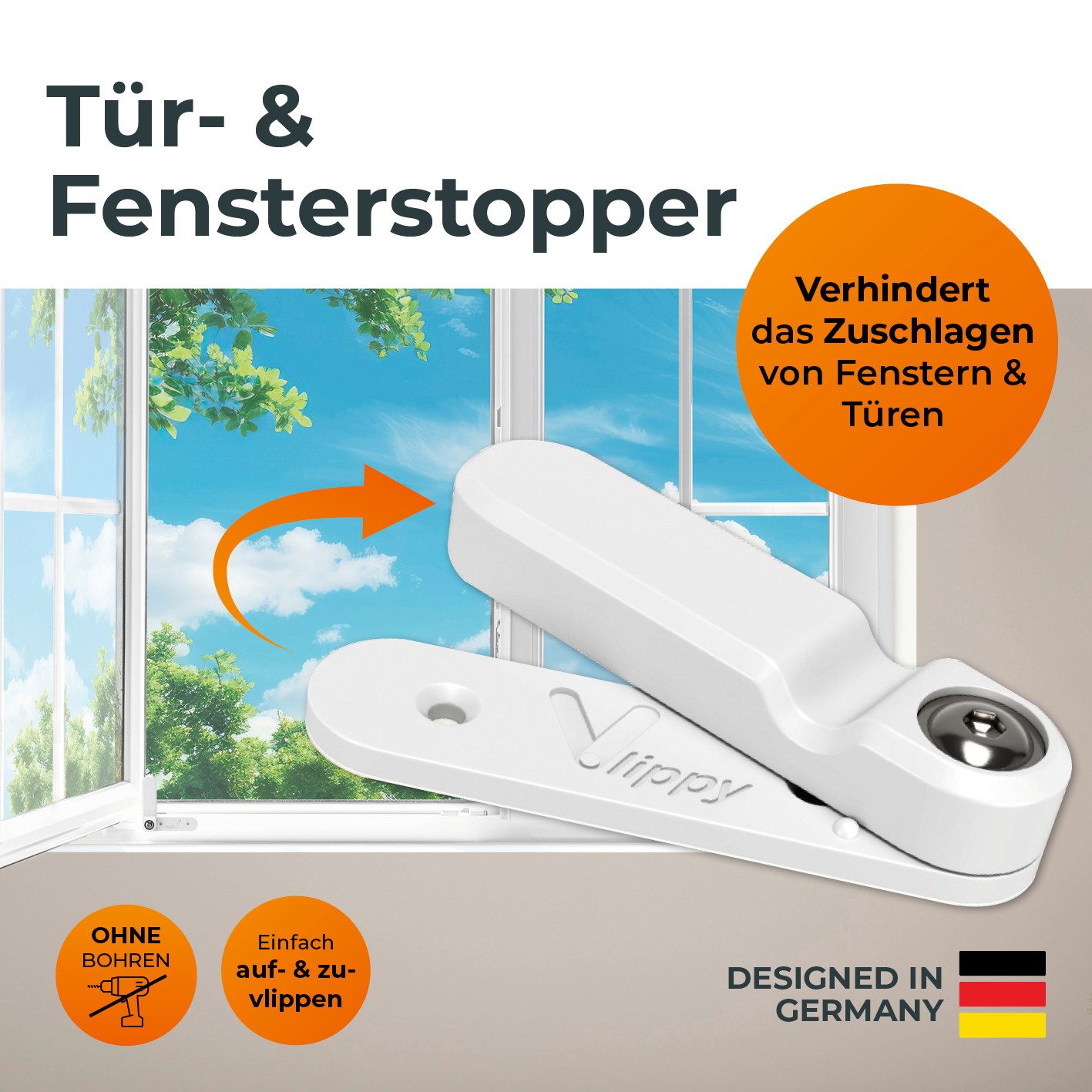 Vlippy Fensterstopper & Türstopper, 2 Stück, Verhindert das Zuschlagen von günstig online kaufen