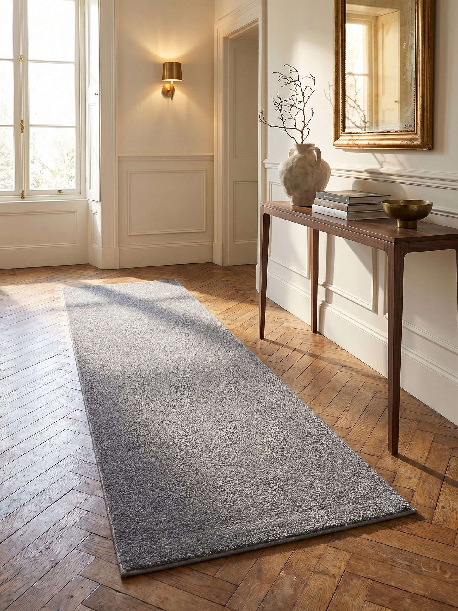 KADIMA DESIGN Teppich Kurzflor Teppich Wohnzimmer MAIN einfarbig Filz-Rücken rund, Rechteckig, Höhe: 11 mm, Hellgrau, 60x100 cm, Strapazierfähig Waschbar