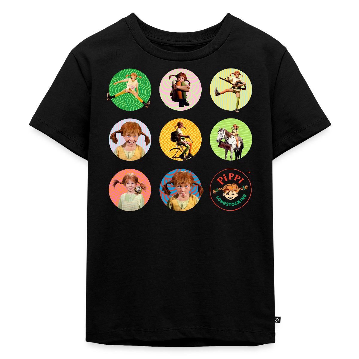 Spreadshirt T-Shirt Pippi Langstrumpf Bilder Von Pippi In Kreisen Kinder Premium T-Shirt (1-tlg)