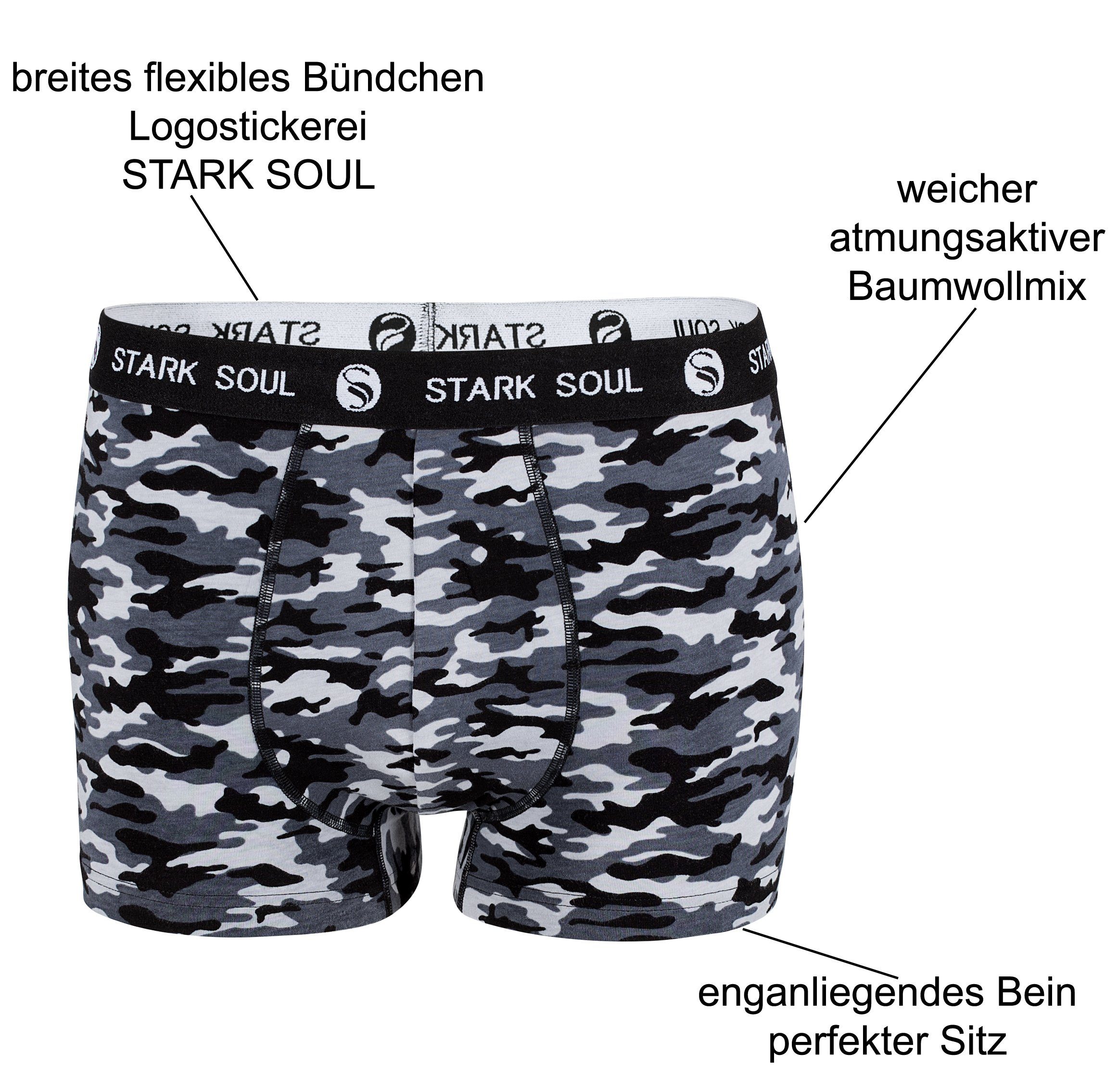 Herren, Camouflage, Hipster, 3'er Soul® Retroshorts, Stark Pack, Boxershorts 3er-Pack Unterhosen Boxershorts
