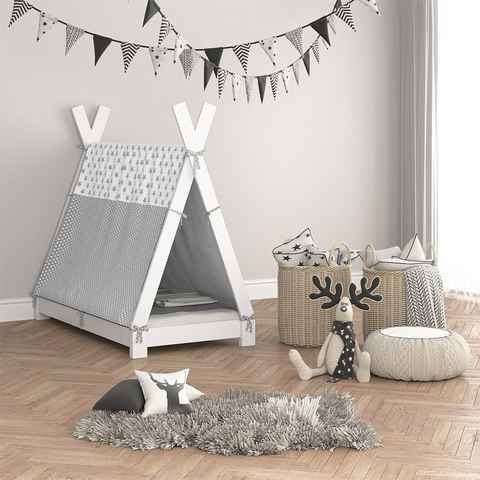 VitaliSpa® Kinderbett Überwurf für Kinderbett TIPPI 70x140cm Grau Weiß