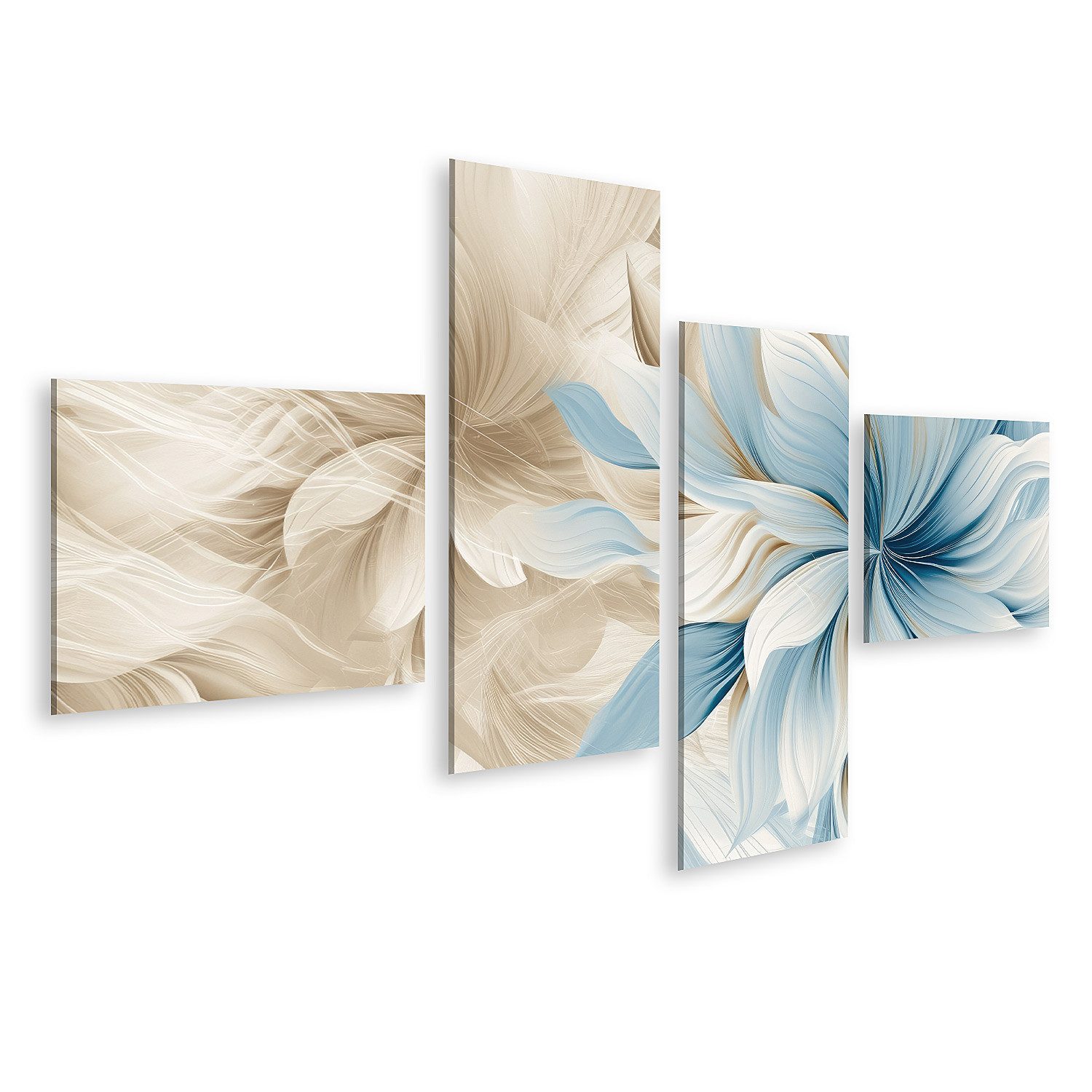 islandburner Leinwandbild Schön Abstrakt Beige Blau Off White Bleistiftzeichnung Flora Bilder