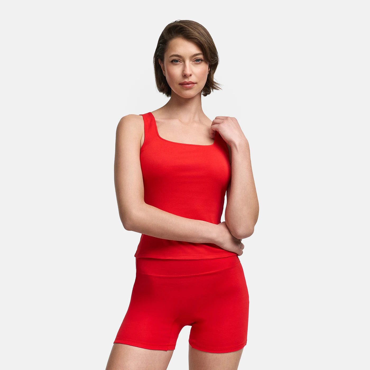 Tanktop Cotton Tanktop mit eckigem Ausschnitt-Fire Red-XS
