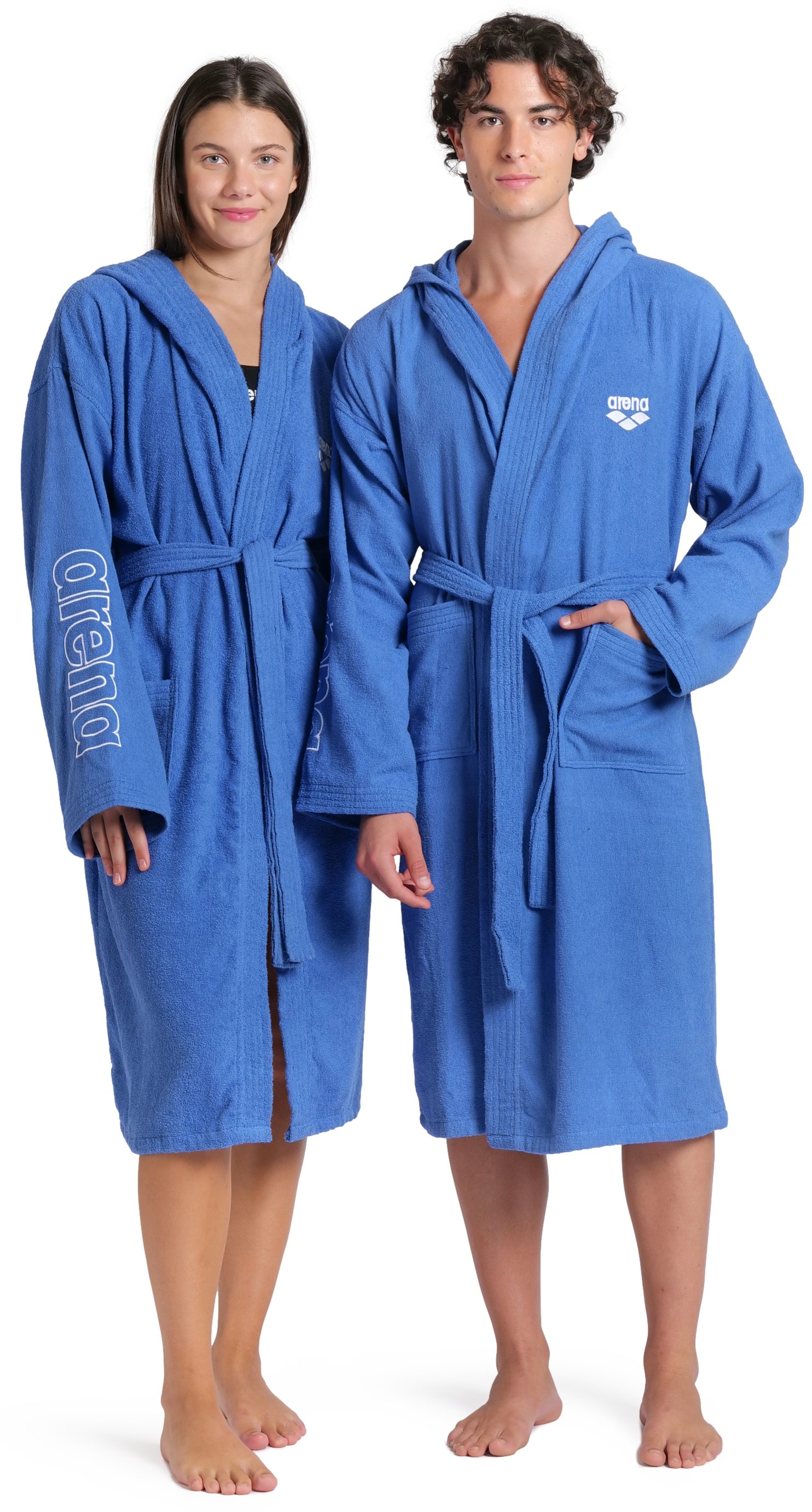 Arena Arena Bademantel arena Unisex Zeppelin Bademantel, Midilänge, Baumwolle, Kapuze, Gürtel, Schwimmbad, Sauna, Baumwolle, Unisex, weich, bequem, Kapuze, leicht