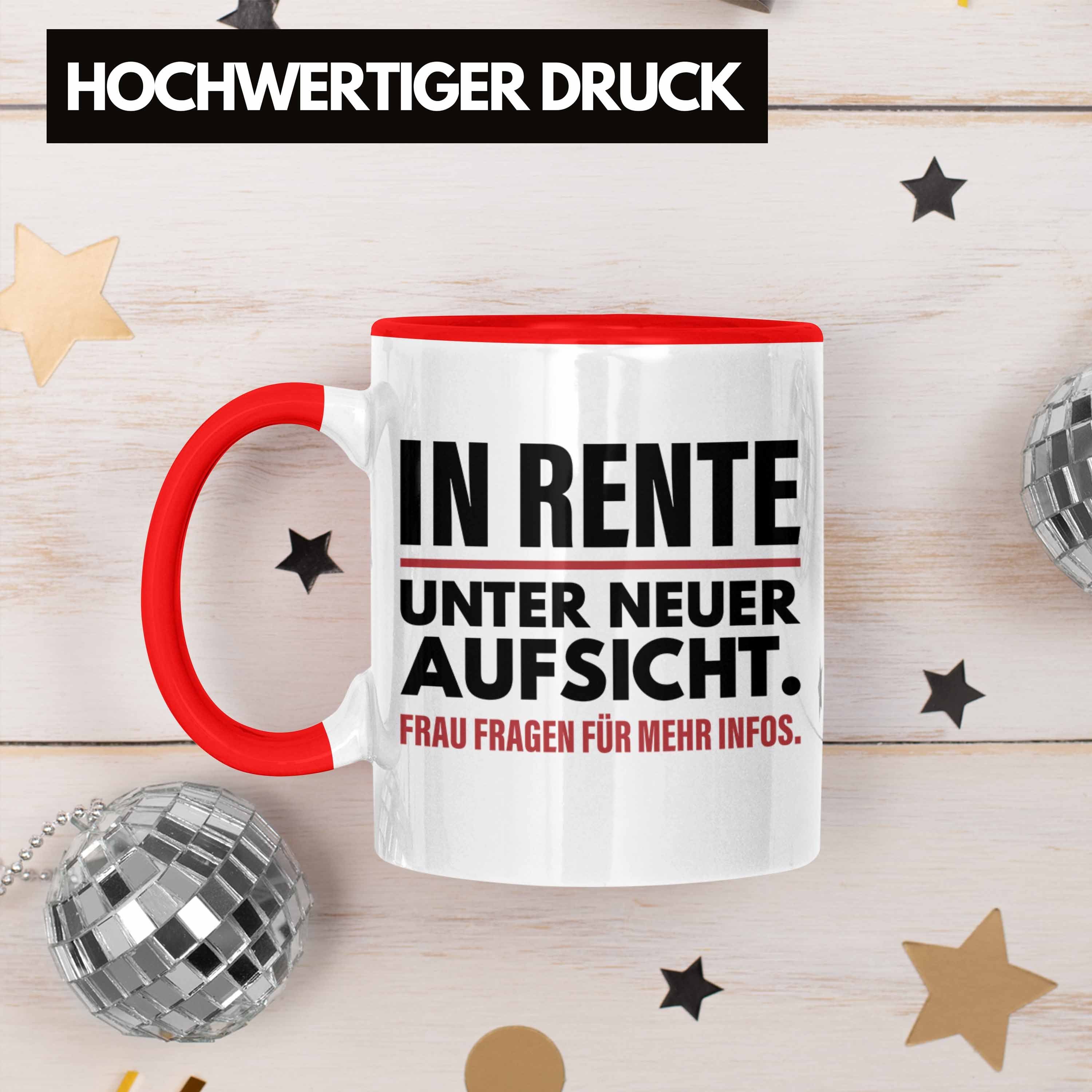 Tasse Geschenk Pension Renter Renteneintritt Sprüche Rot Mann Trendation Ruhestand Tasse Rente - Abschiedsgeschenk Lustig Trendation