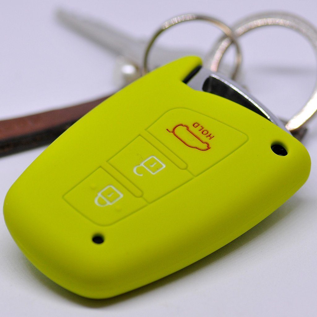 mt-key Schlüsseltasche Autoschlüssel Softcase Silikon Schutzhülle Apfelgrün, für Hyundai Genesis Equus ix45 Grandeur Santa Fe Azera 3 Knopf KEYLESS
