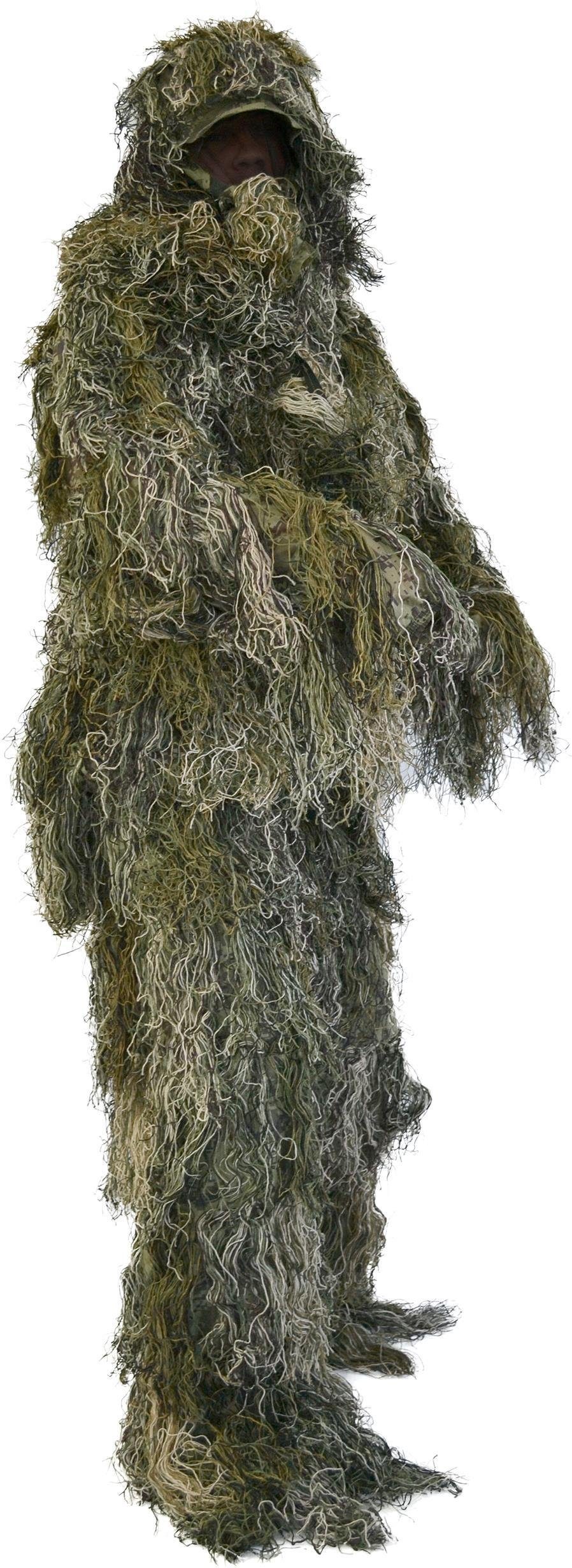 normani Monster-Kostüm Tarnanzug 4-teilig Ghillie Suit, Scharfschützen-Outfit Tarnung - Jacke, Hose, Gewehr- und Kopfbedeckung