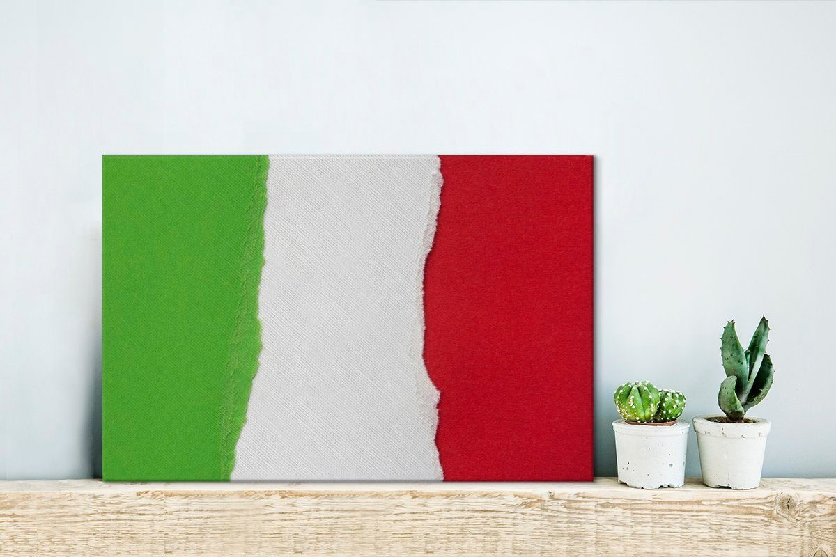 St), Leinwandbilder, Italien, 30x20 cm Gemalte Leinwandbild OneMillionCanvasses® Wanddeko, Wandbild Flagge von (1 Aufhängefertig,
