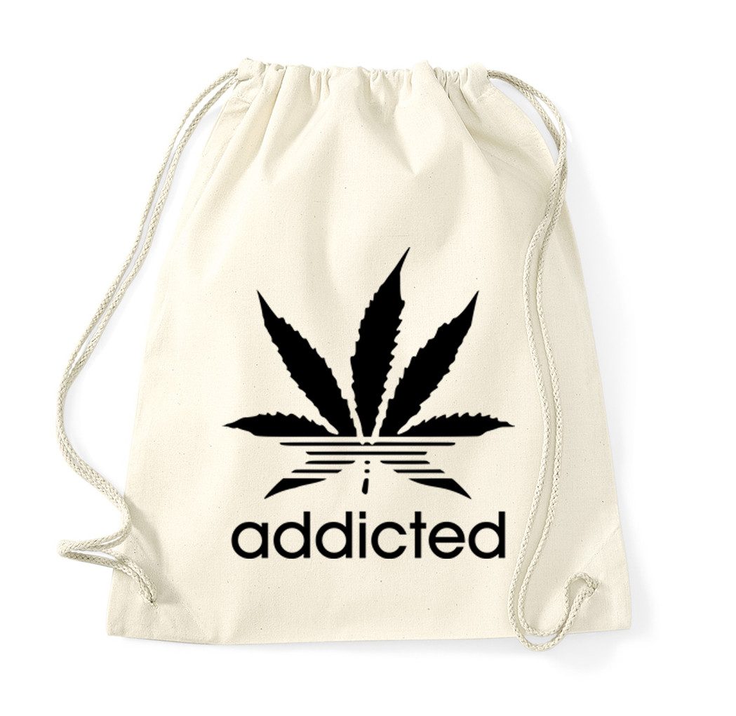 Blondie & Brownie Turnbeutel Addicted Turnbeutel Hanfblatt Motiv Sport Freizeit Kordelzug Tasche (Einzelstück, Einzelartikel), Urban Leaf Lifestyle Sportbeutel