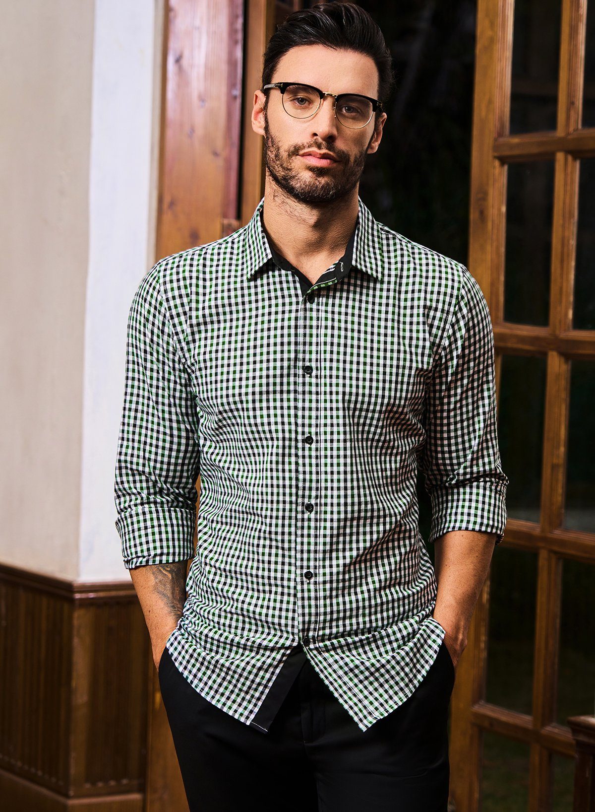 JMIERR Karohemd Businesshemd Herren Baumwolle Trachtenhemd günstig online kaufen