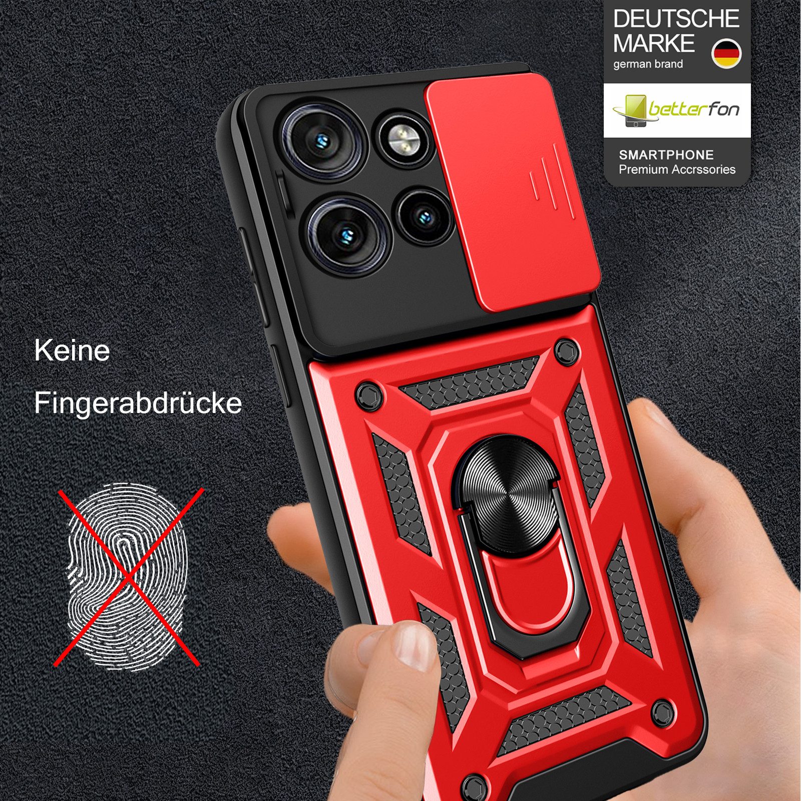 betterfon Handyhülle für Motorola Edge 50 Neo Hülle Schutzhülle mit Kameraschutz, Outdoorhülle mit Ringhalter, Silikonkern & präziser Passform