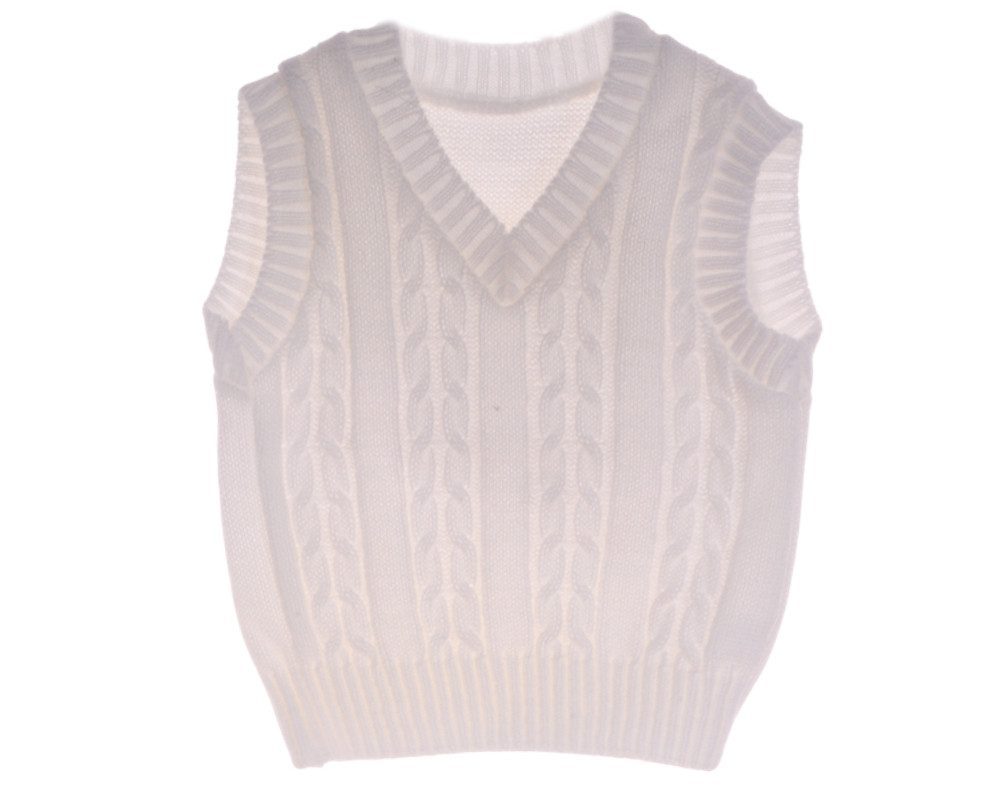 Strickweste Baby Weste in Weiß Zopfmuster ärmellos