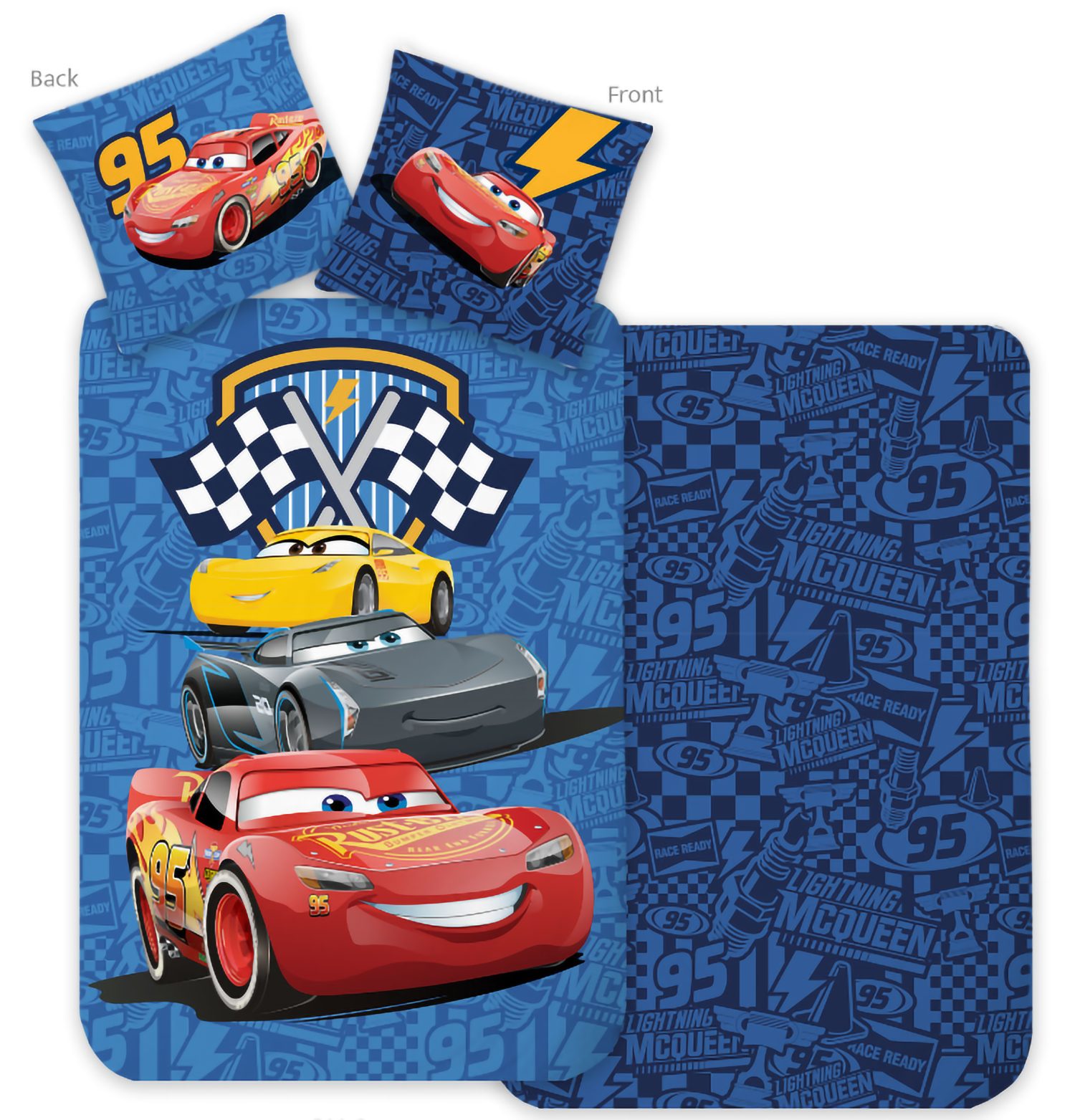 BrandMac Kinderbettwäsche Cars Racing Crew Wende Bettwäsche Set 2 tlg 135 x 200 cm Baumwolle, 2 teilig, Langlebig