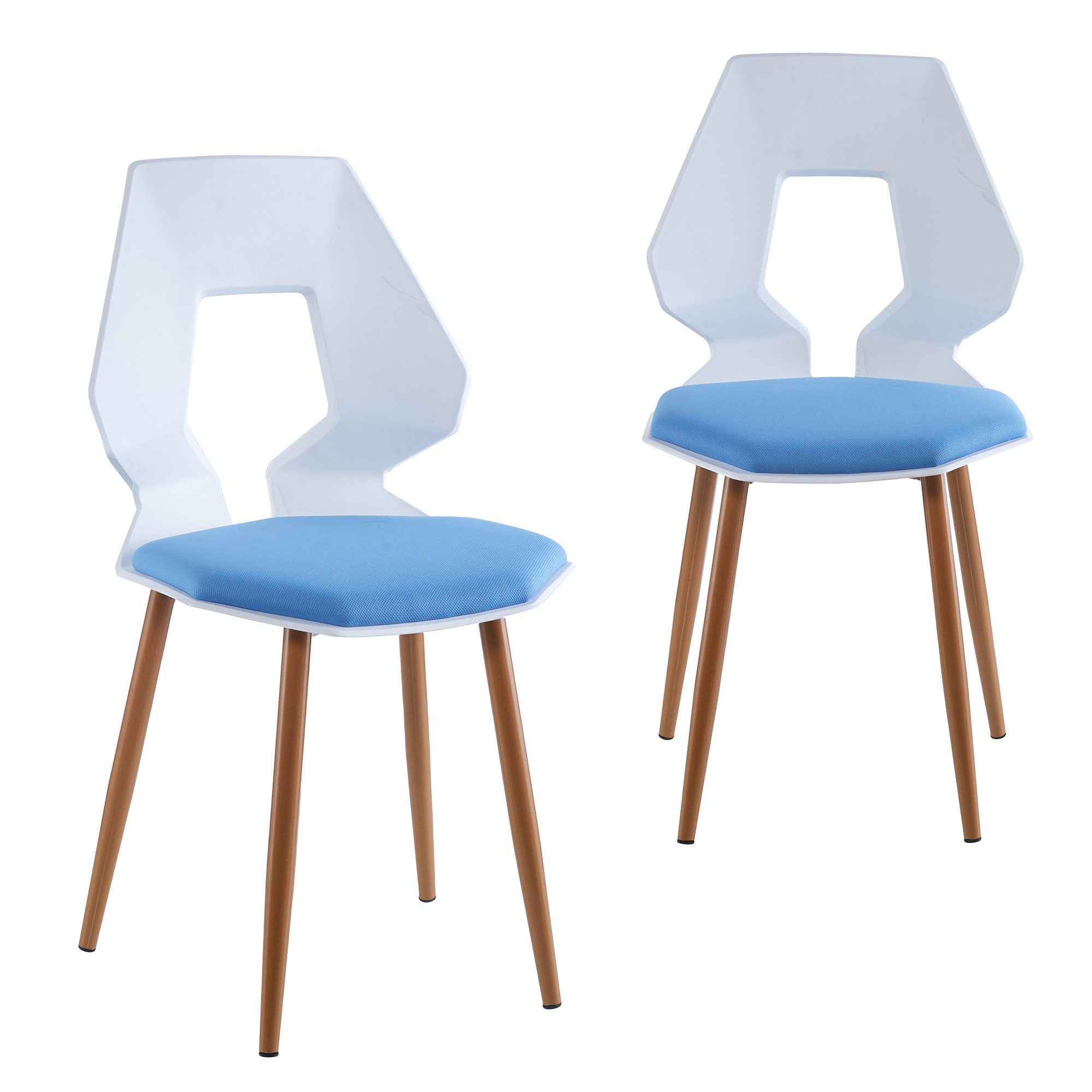 TRISENS Esszimmerstuhl Dorian (2er oder 4er Set, 2 St), Essstuhl aus stabiler Hartplastik Küchenstuhl in futuristischer Optik Weiß / Hellblau