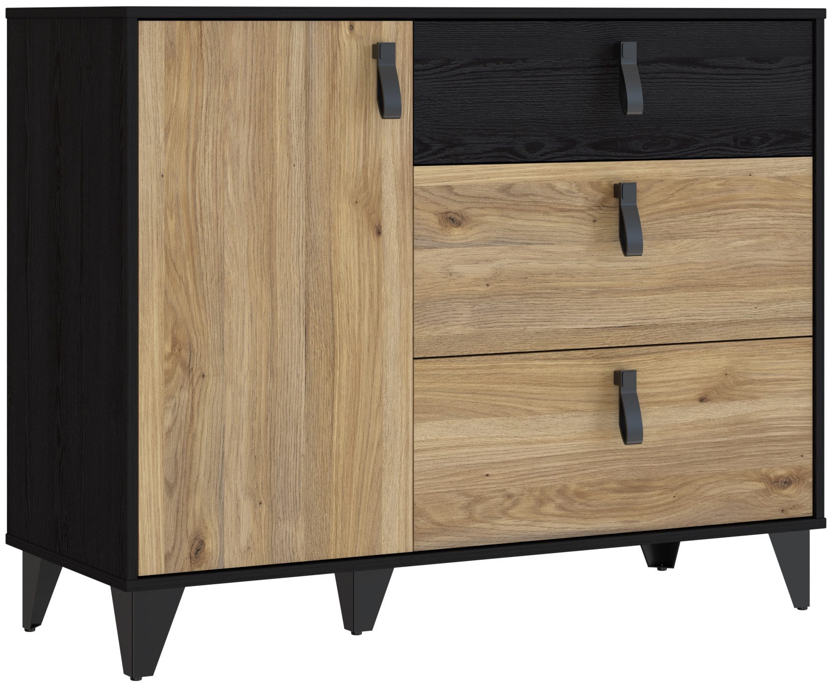 FORTE Sideboard "Lya" Sideboard 3 Schubkästen, 1 Tür, Stauraum, Griffschlau günstig online kaufen
