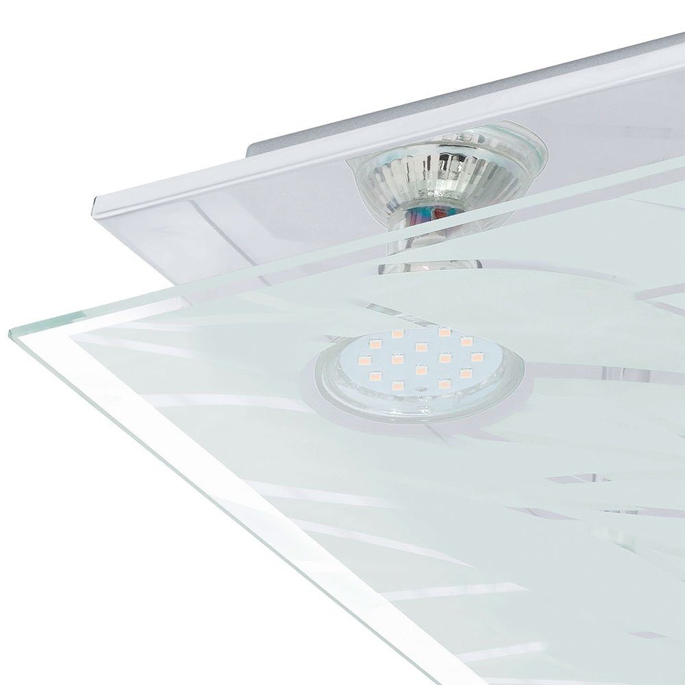 EGLO LED Glas 12 Deckenleuchte, Edelstahl Watt Leuchte LED Wohnzimmer Hauslampe Warmweiß, inklusive, Leuchtmittel Deckenleuchte