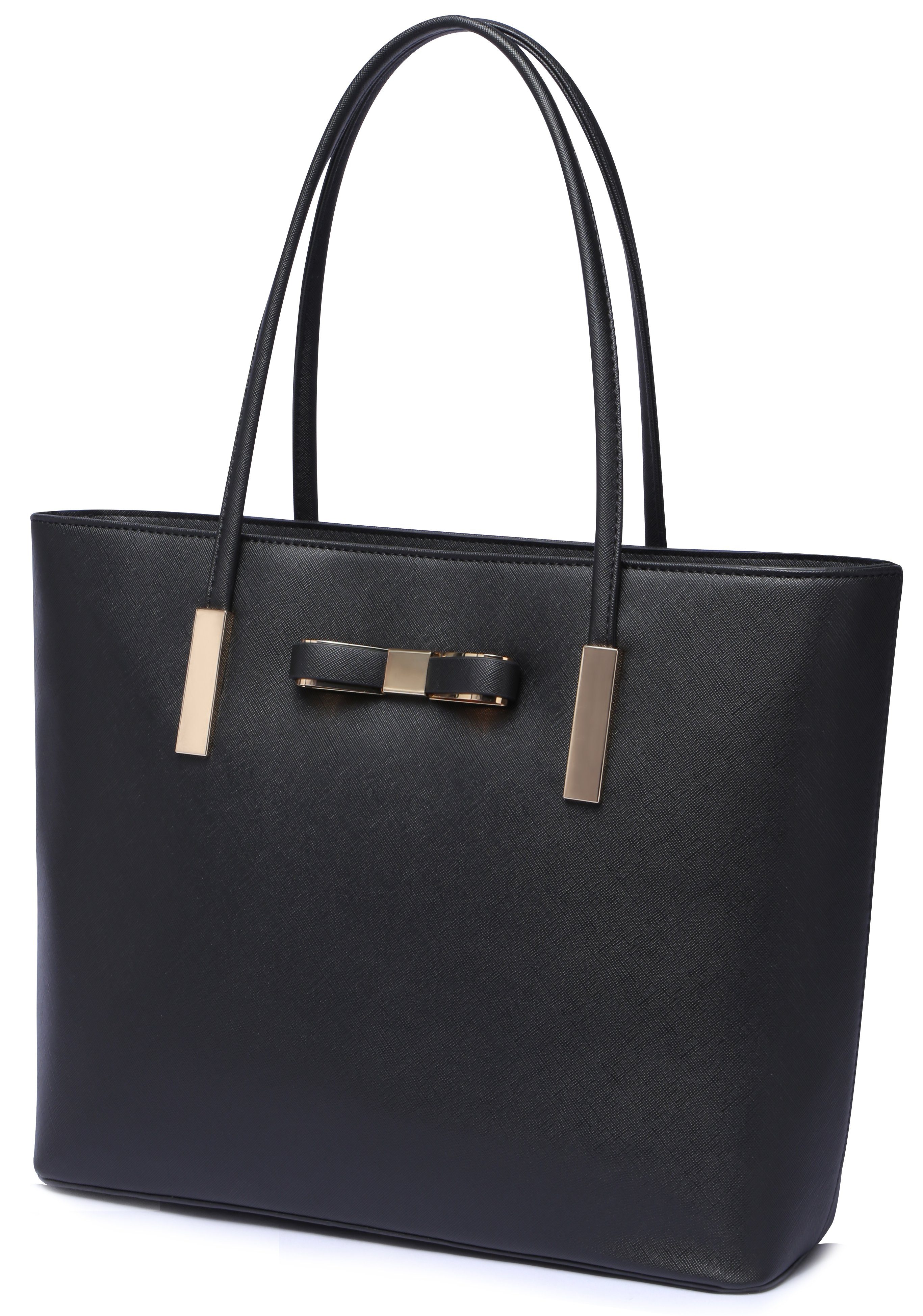 Vanessa & Melissa Shopper T01, Damen Handtasche, vielseitige Schultertasche große Tasche schwarz