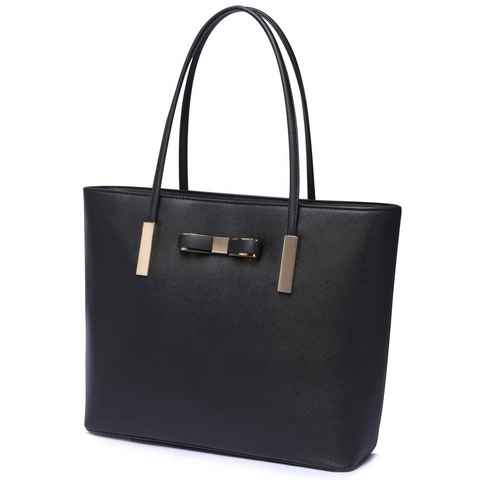 Vanessa & Melissa Shopper T01, Damen Handtasche, vielseitige Schultertasche große Tasche schwarz