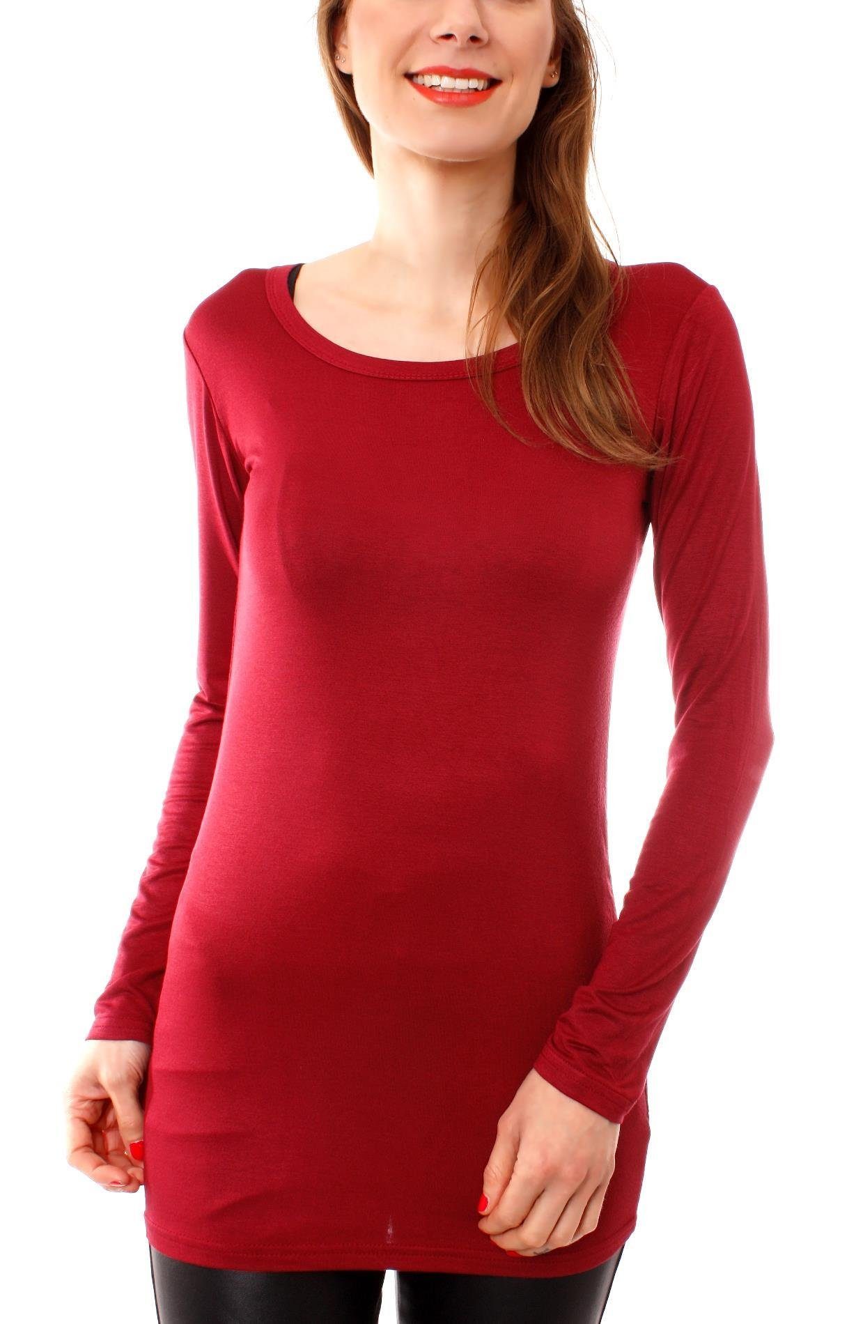 Muse Rundhalsshirt Basic Langarm Longshirt Skinny Fit 1098A günstig online kaufen