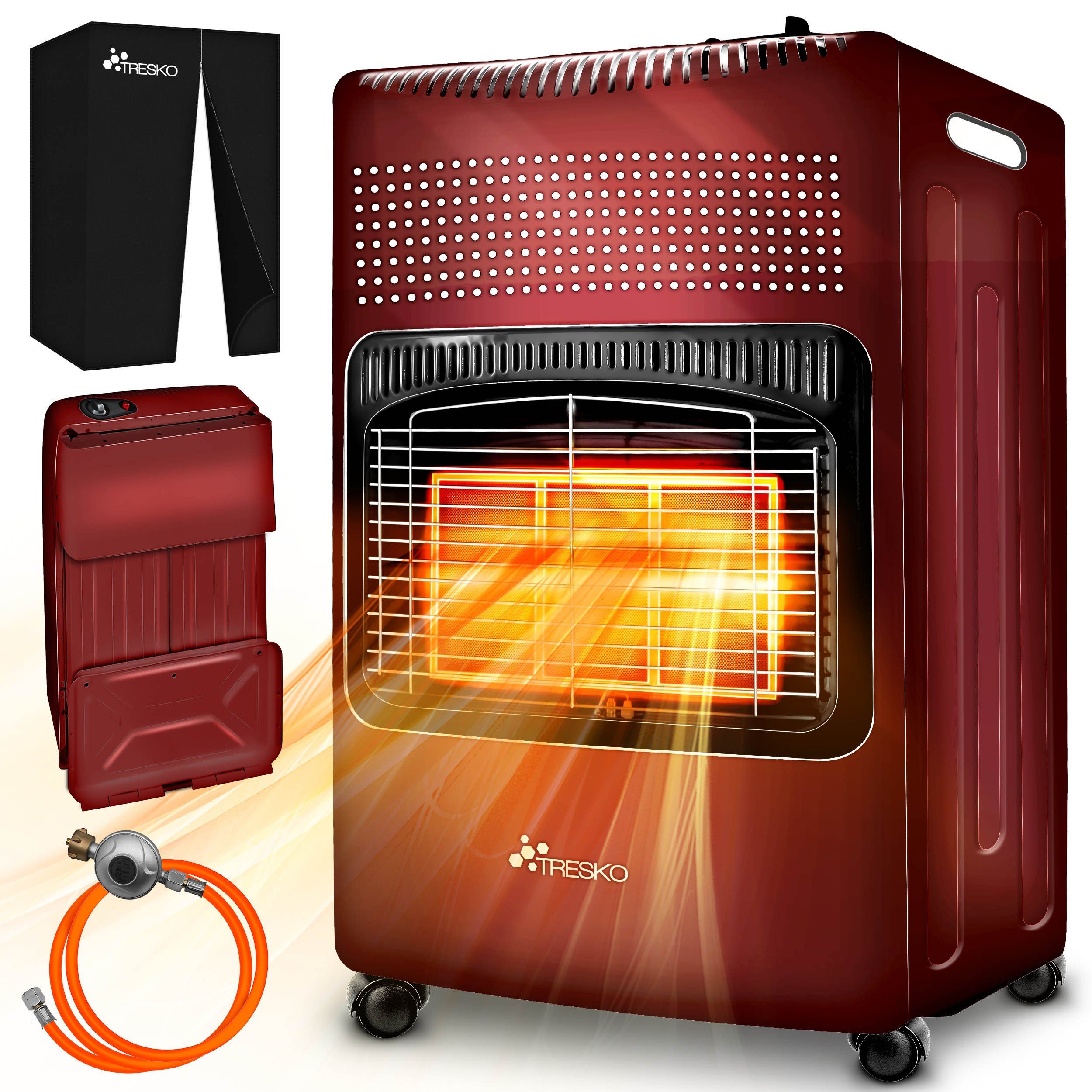 TRESKO Heizstrahler 4200 W Gasheizung + Abdeckung Gasheizer 3 Stufen Gasofe günstig online kaufen