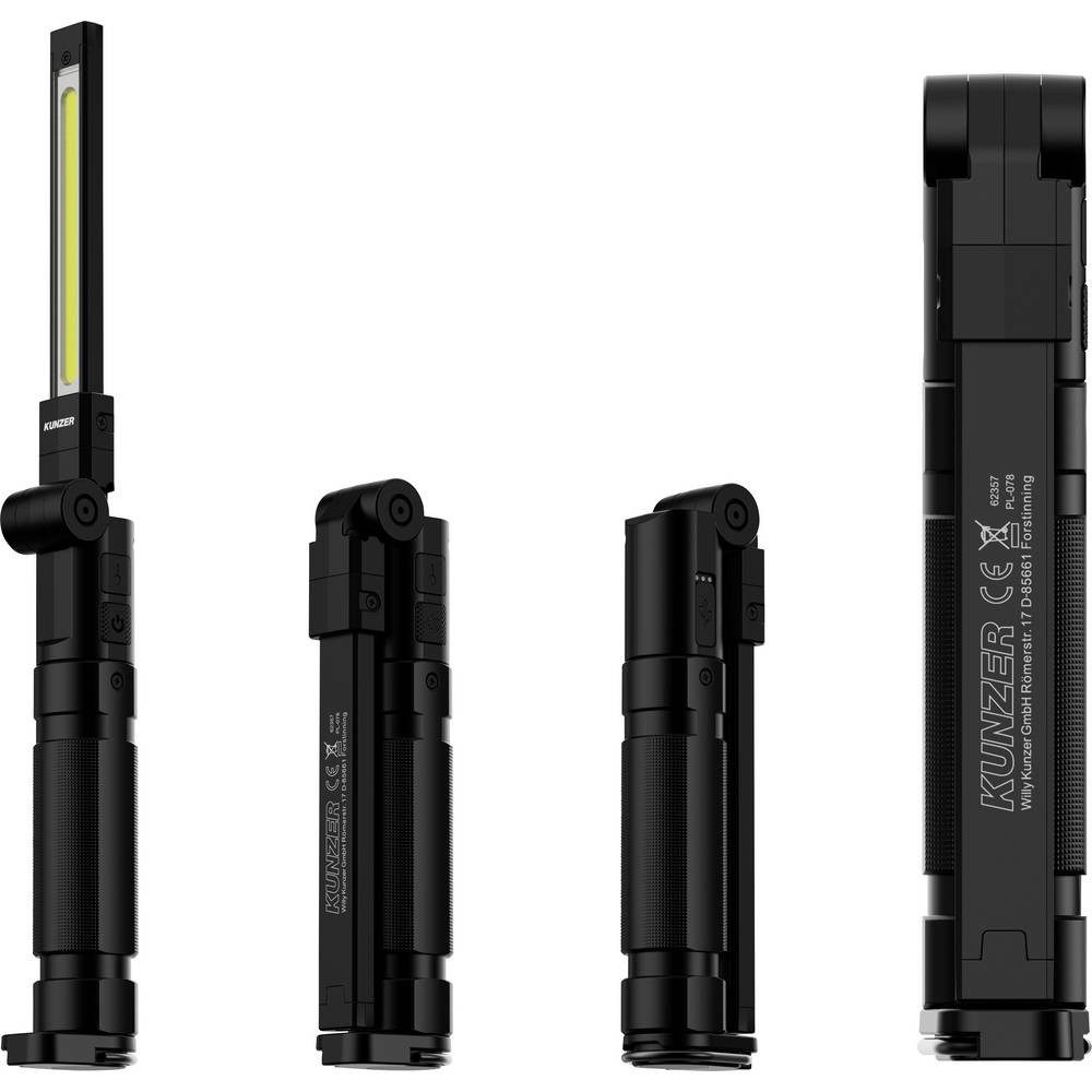 Kunzer Arbeitsleuchte PL-078 COB LED Akku-Arbeitsleuchte, Verschiedene Leuchtmoden, klappbar, Magnetischer Fuß
