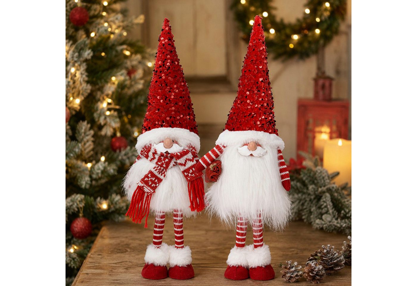 Koopman Wichtel Weihnachtswichtel Weihnachtsfigur Weihnachten 50cm 2er Set (Set, 2 St., Packung), Wichtel, 2 versch. Motive, 50x16x9cm, Weihnachten