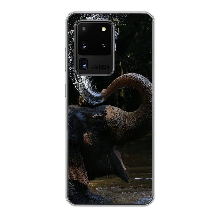 MuchoWow Handyhülle Elefant spuckt Wasser Phone Case Handyhülle Samsung Galaxy S20 Ultra Silikon Schutzhülle