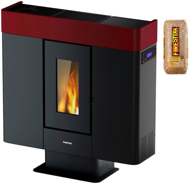 FreePoint Pelletofen MOON Stahl, 10 kW, Raumheizvermögen: 240 m³, schwarz-rot