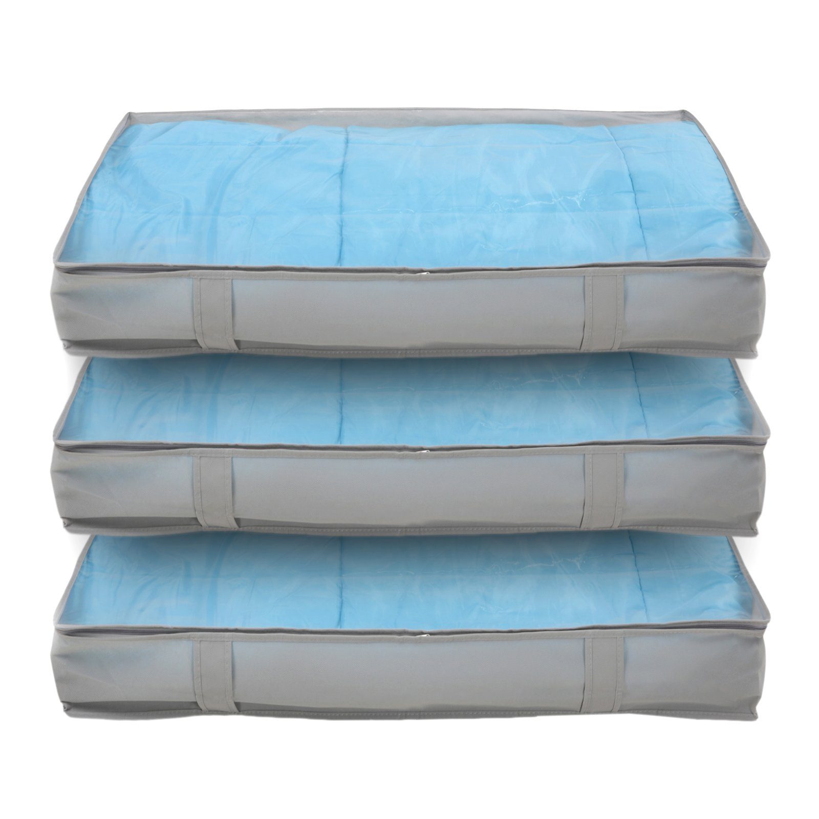 SVITA Хранилищаstasche Хранилищаstasche (Set, 3-tlg), Tragegriffe, Reißverschluß, Sichtfenster, faltbar, Grau