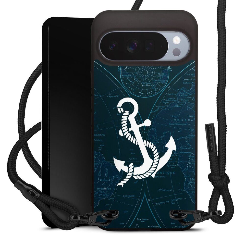 DeinDesign Handyhülle Anker Landkarte Segeln Sailors Style, Google Pixel 10 Pro XL Premium Handykette Hülle mit Band
