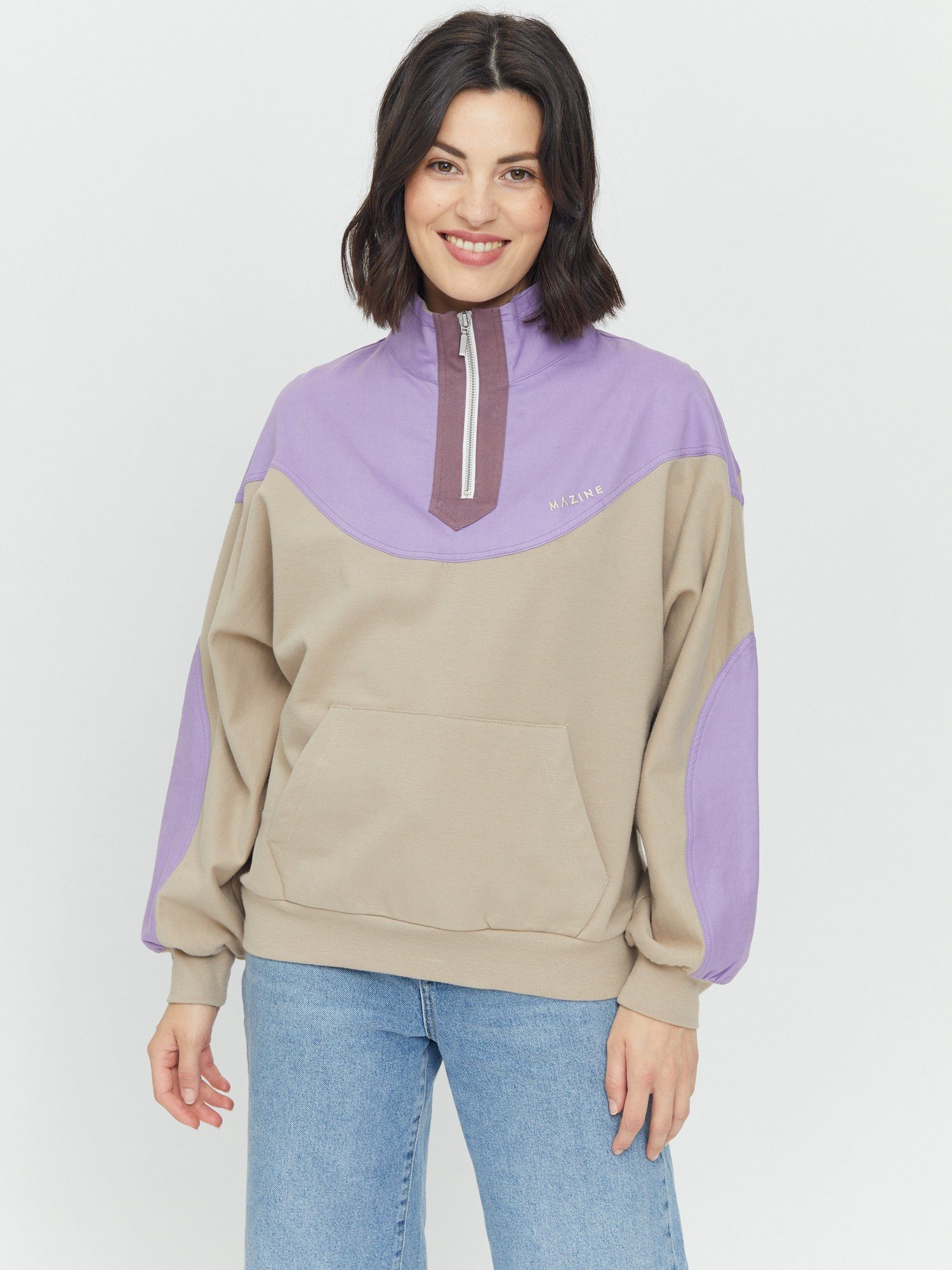 Half Vera gemütlich Sweatshirt Zip sportlich purple MAZINE taupe haze/light
